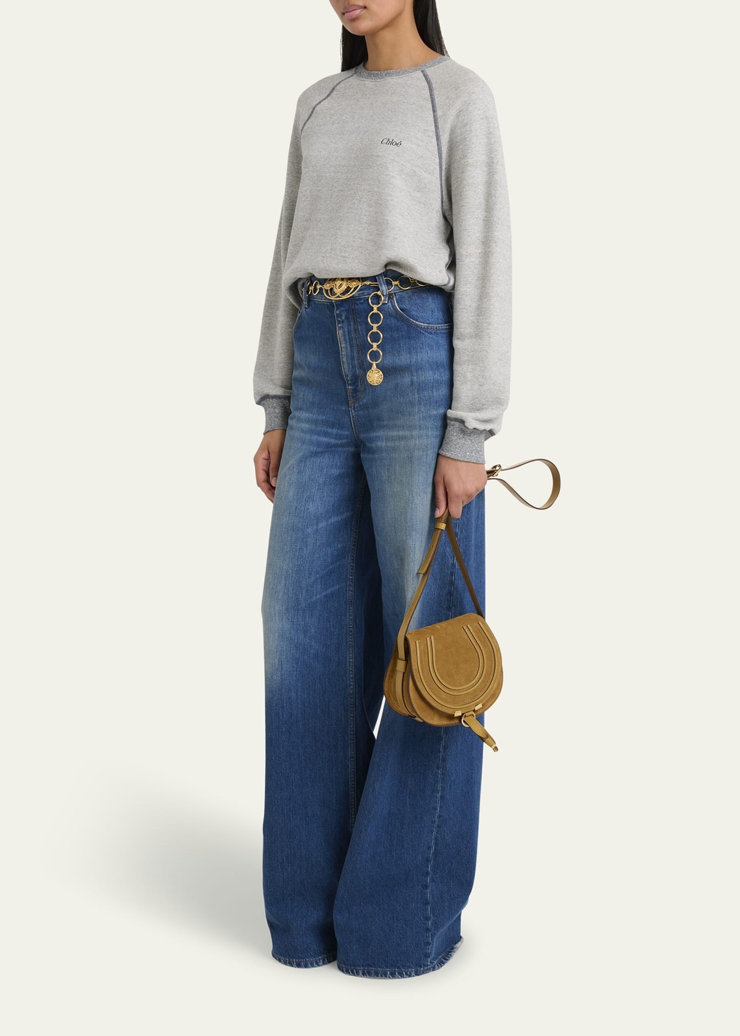 Marcie Flap Saddle Crossbody Bag in Suede - 6