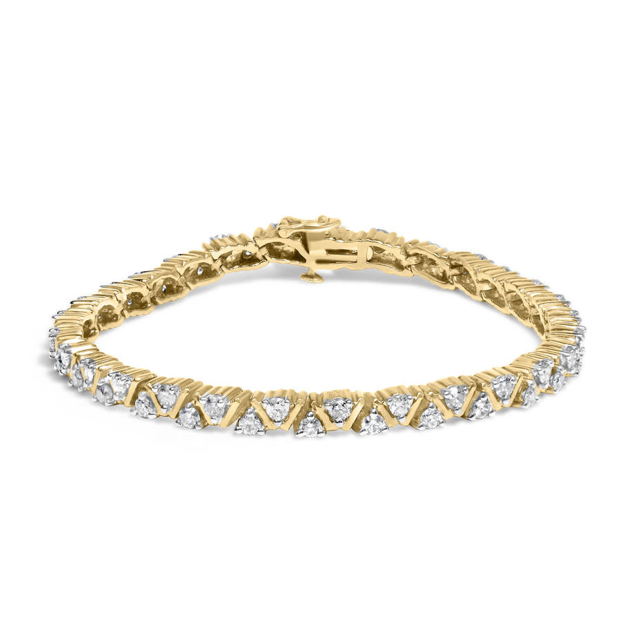 Haus Of Brilliance - Haus of Brilliance 14K Yellow Gold 4.00 Cttw Diamond Triangle Link Tennis Bracelet - 1