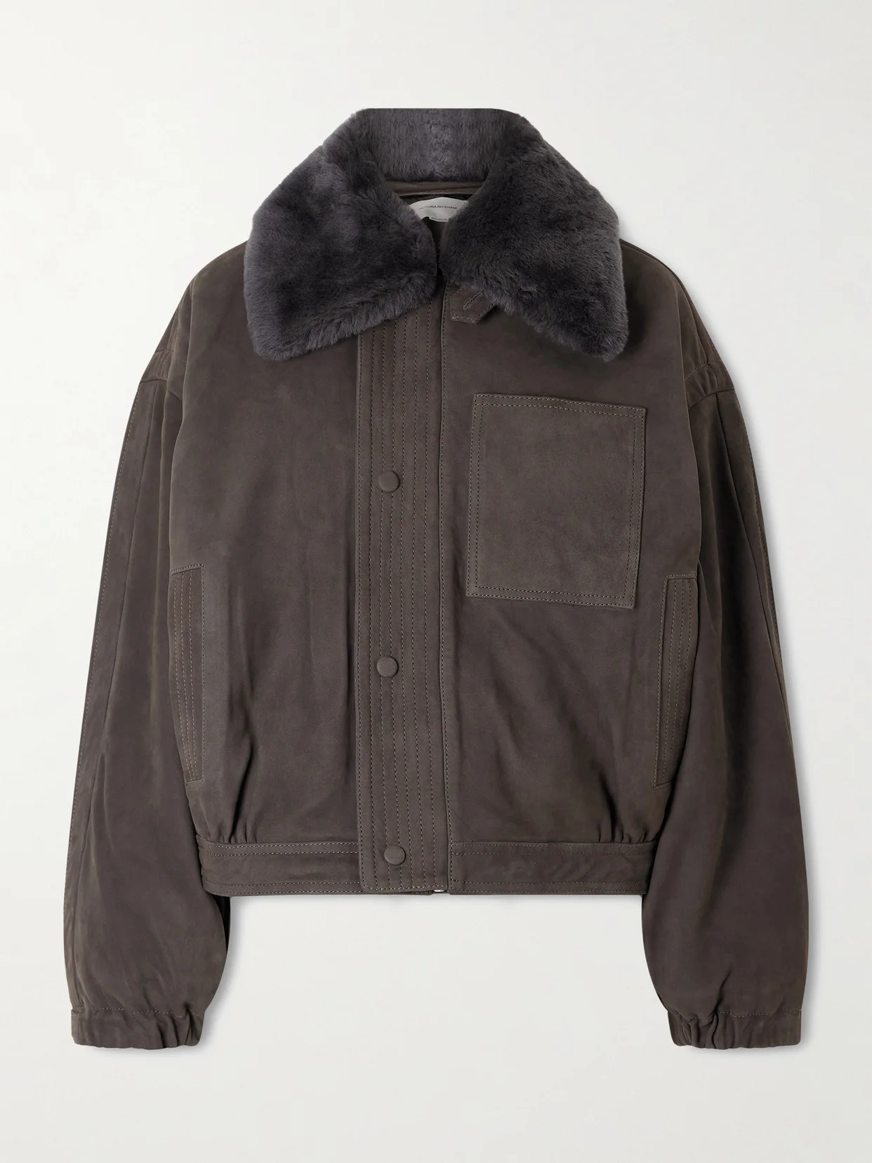Shearling-trimmed Nubuck Bomber Jacket - 1