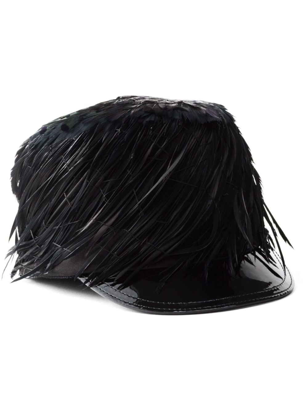 feather-embellished baker boy hat - 1