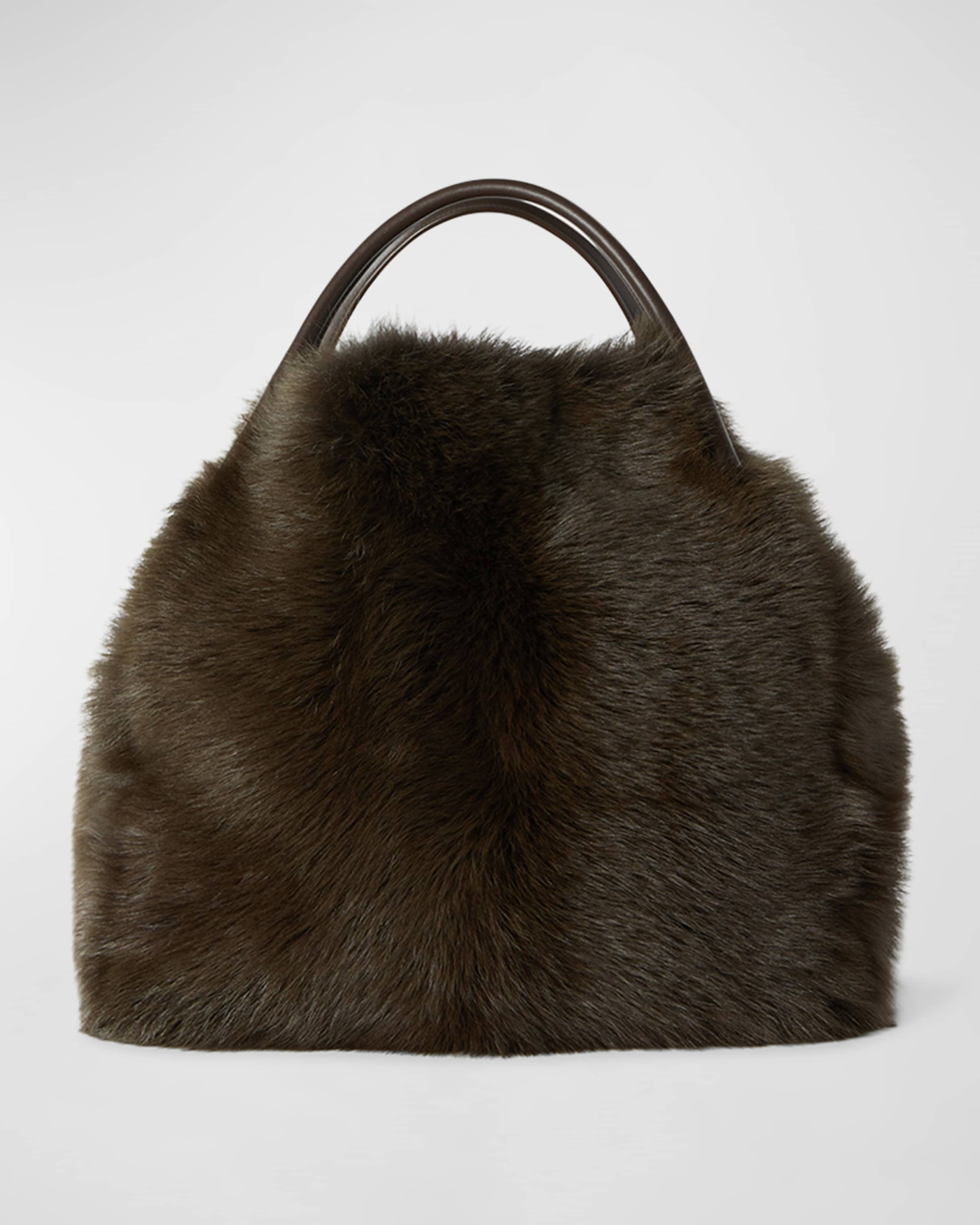 LORO PIANA Shearling-trimmed leather shoulder bag
