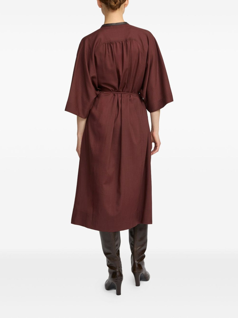 leather-trim belted midi dress 3