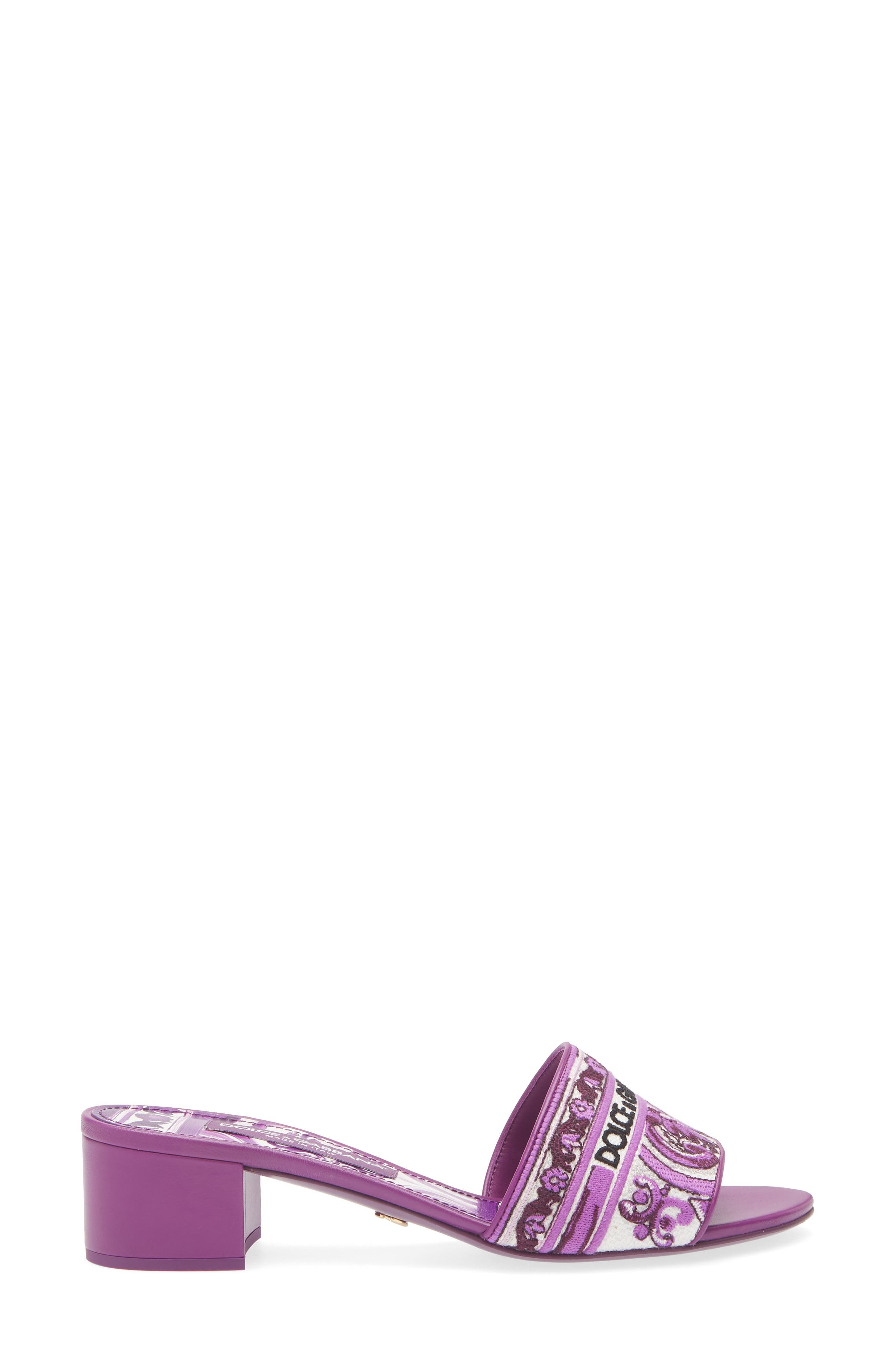 Dolce&Gabbana Majolica Slide Sandal in I03Tn Maiolica 3 Viola at Nordstrom - 3
