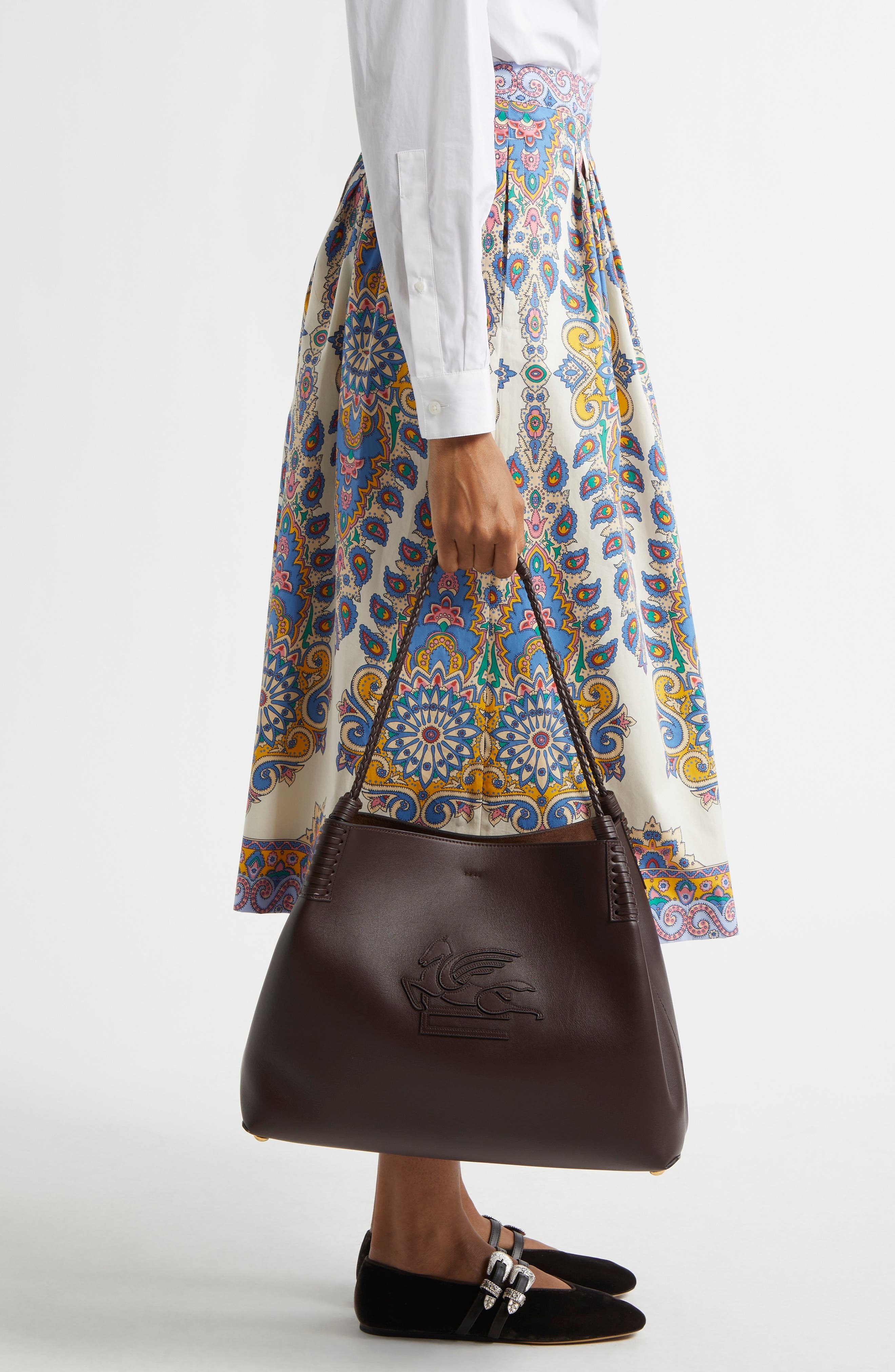 Etro Medium Libra Leather Shopping Tote in M0019 Brown 2 at Nordstrom - 2
