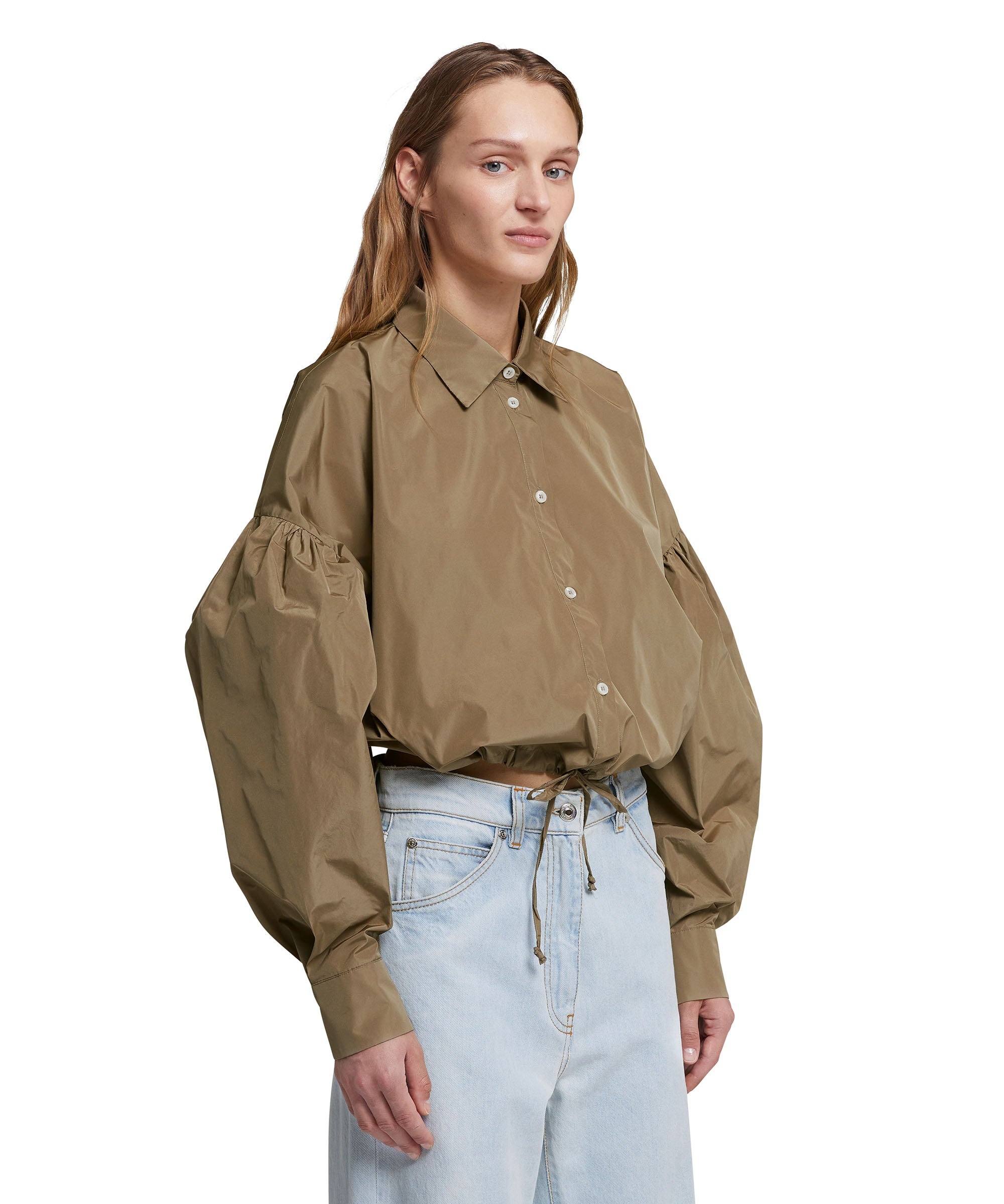 Taffetà crop shirt with puffed sleeves - 4
