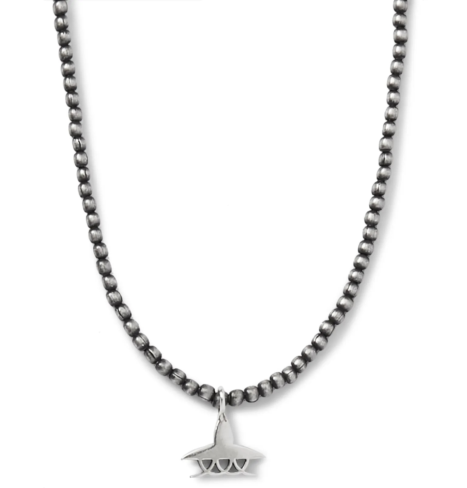 UFO Beaded Brass, Silver and Silk Necklace - 4