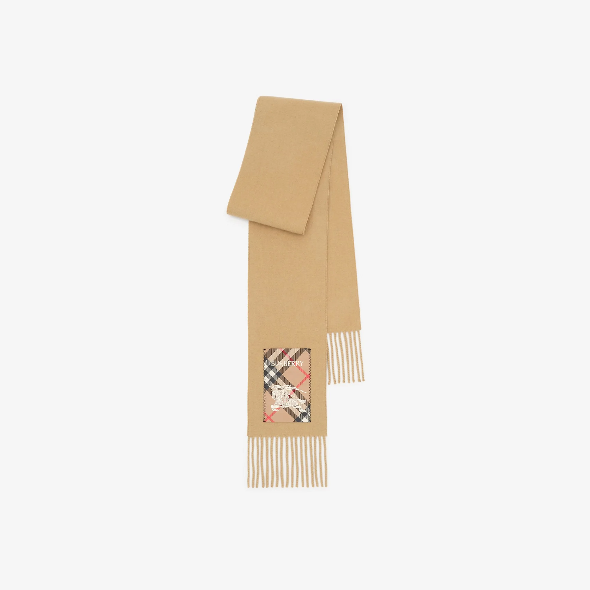 Narrow Check Label Cashmere Scarf - 1