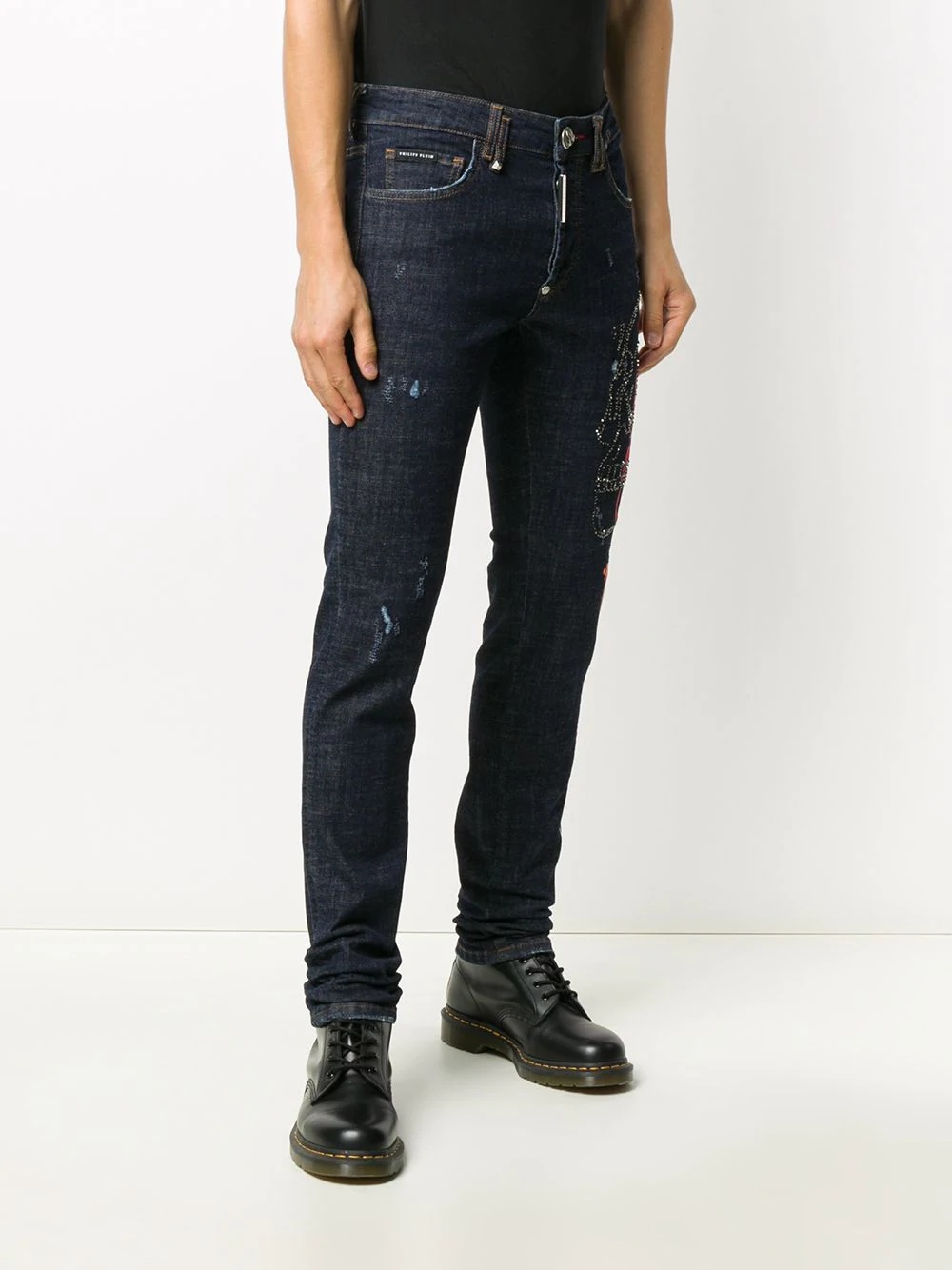 super straight cut patches jeans - 3