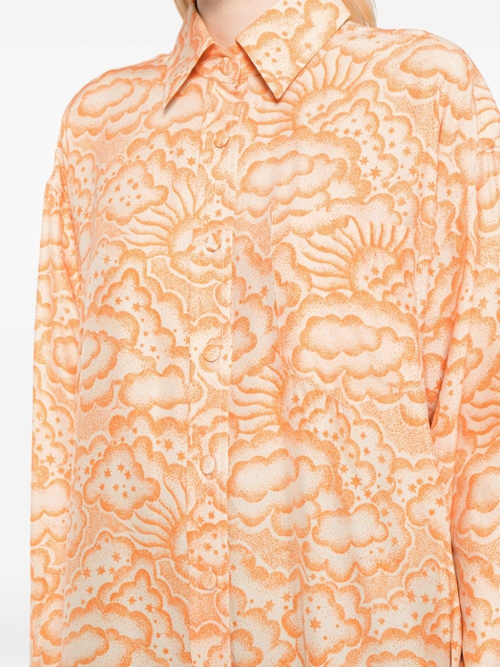 cloud-print silk shirt - 5