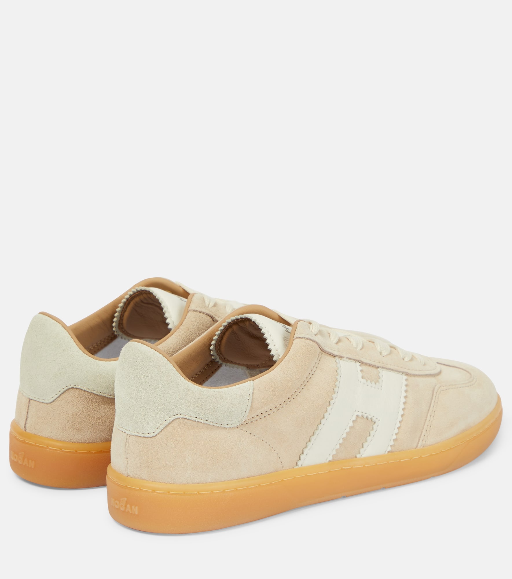 H647 leather-trimmed suede sneakers - 3