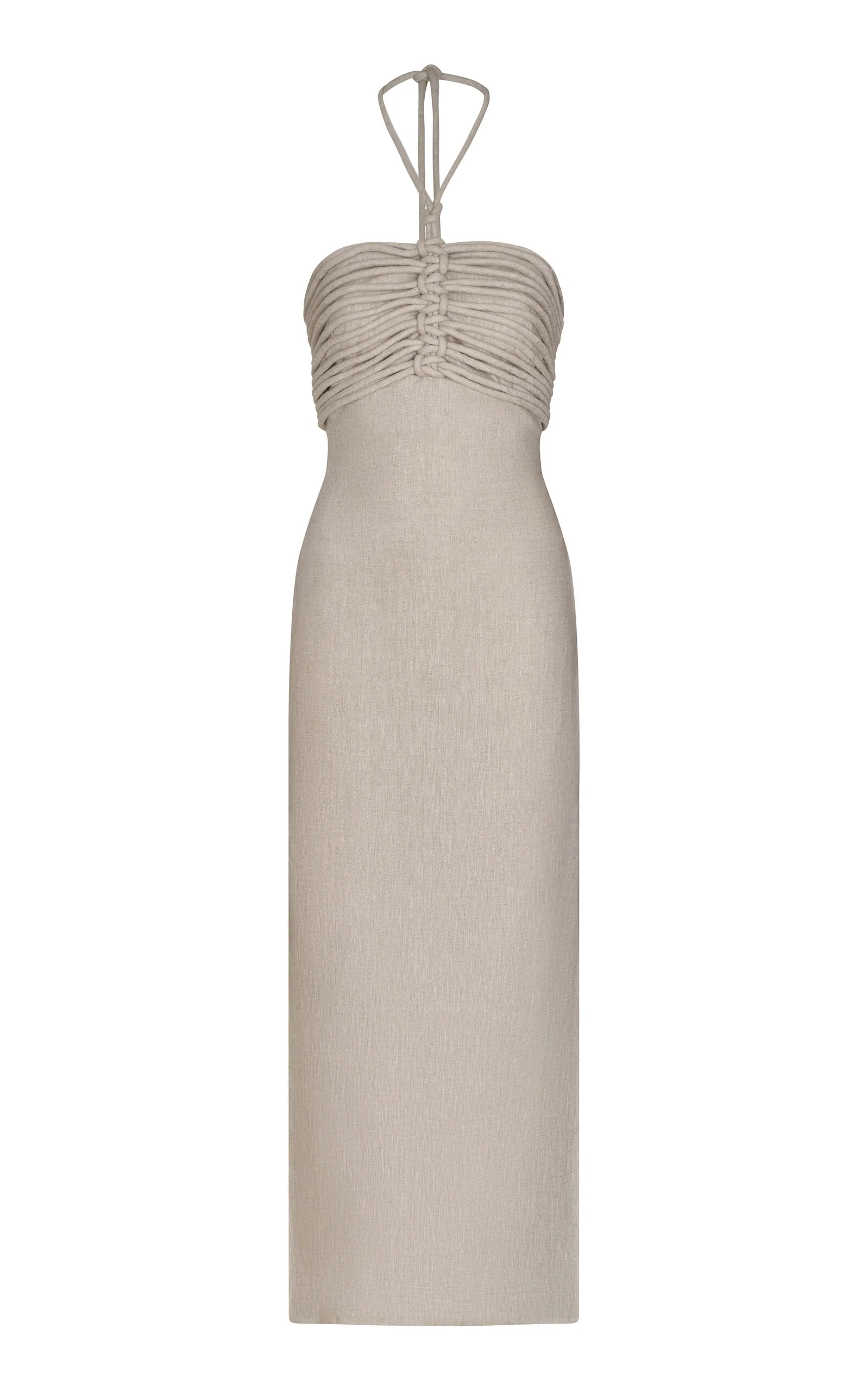 Mezcalitos Halter Linen Midi Dress neutral - 1