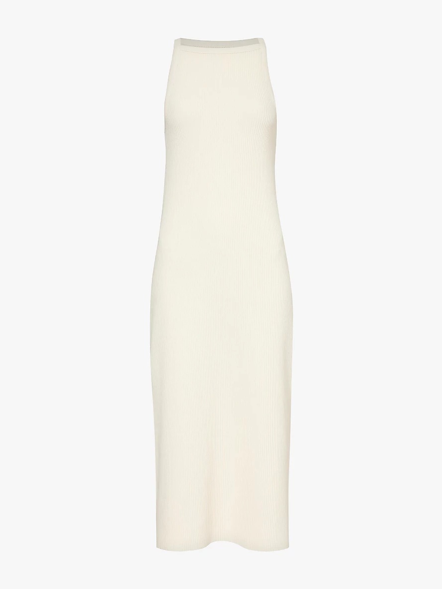 Ribbed slim-fit stretch-woven blend midi dress - 1