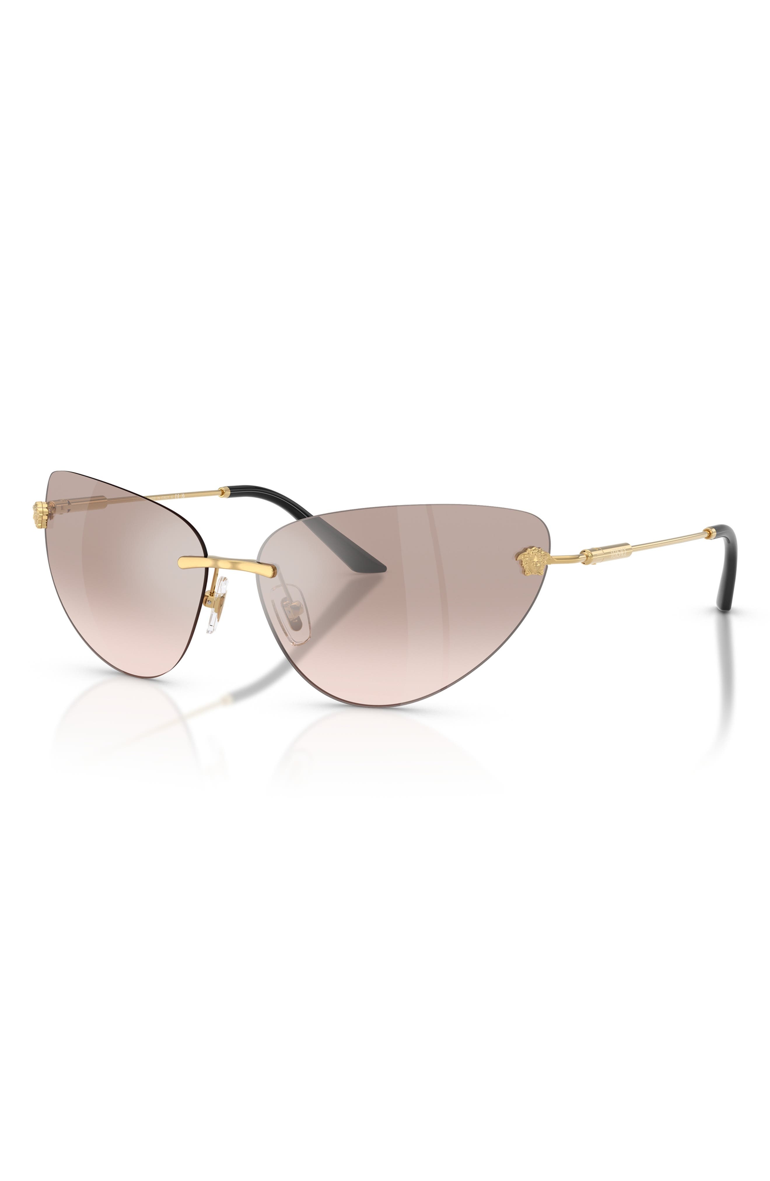 Versace 64mm Oversize Rimless Gradient Cat Eye Sunglasses in Gold/Light Brown Mirror at Nordstrom - 2