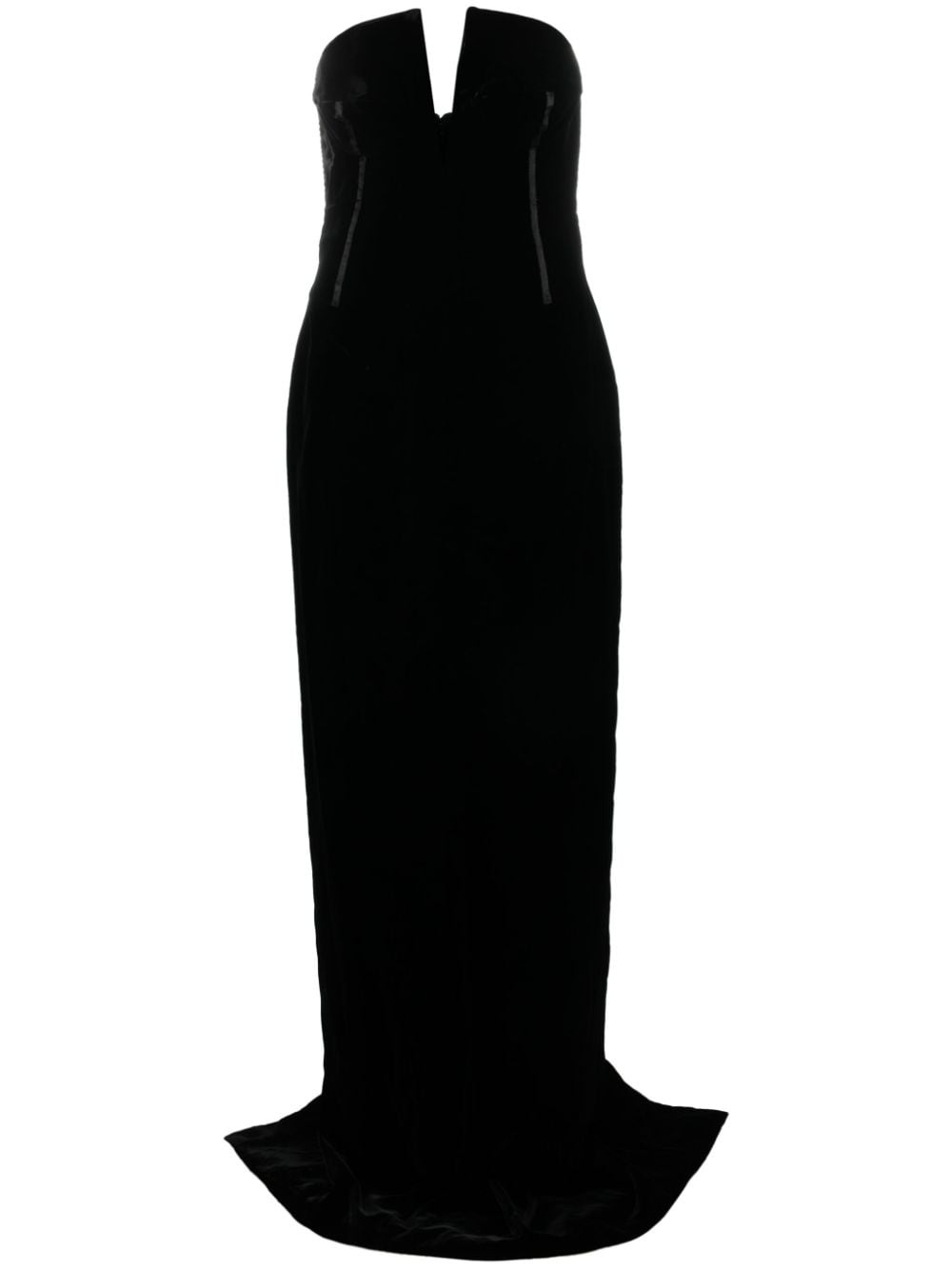 bustier strapless velvet gown - 1