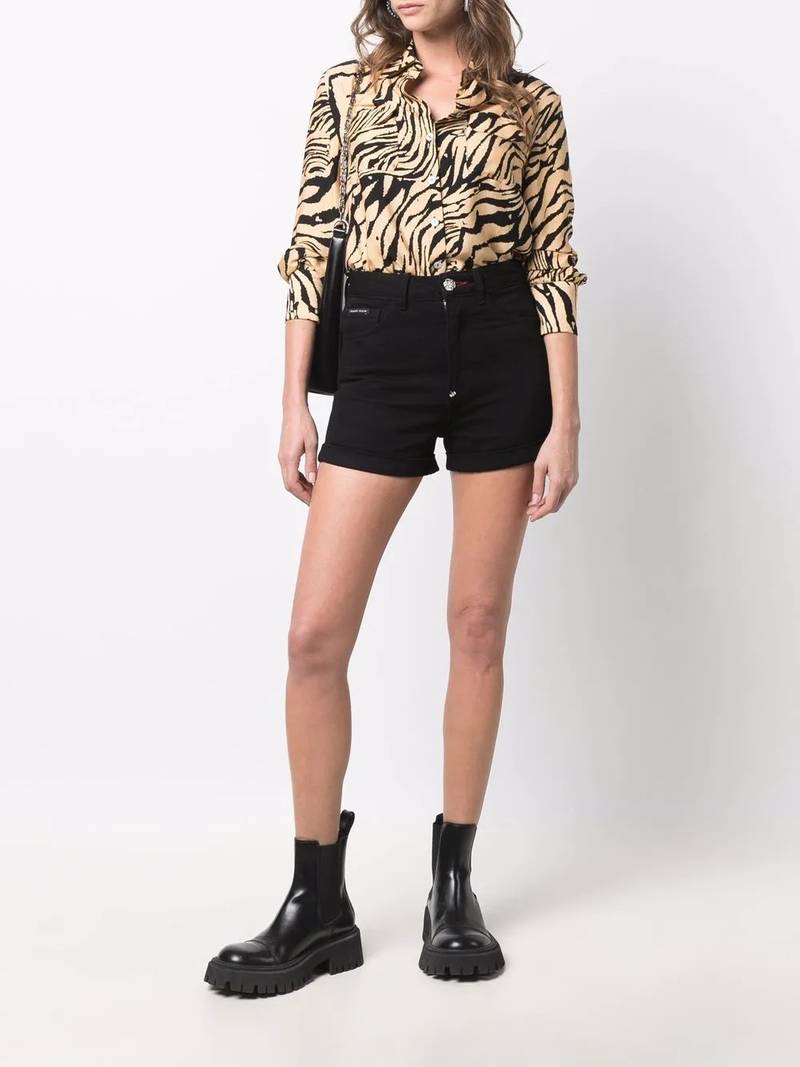 PHILIPP PLEIN slim-cut hot shorts outlook