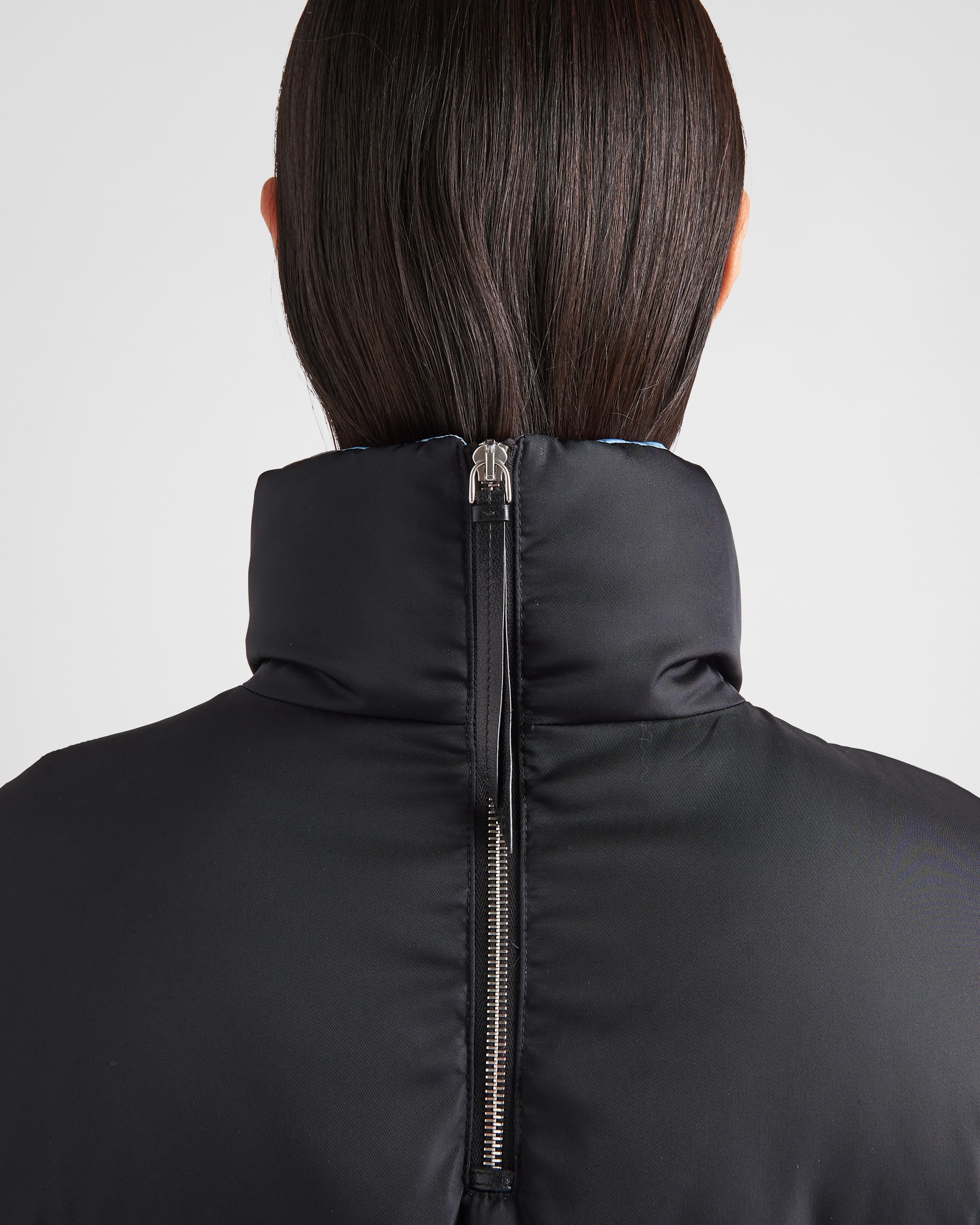 Re-Nylon Gabardine hooded down coat