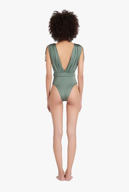 Draped khaki one-piece - 3