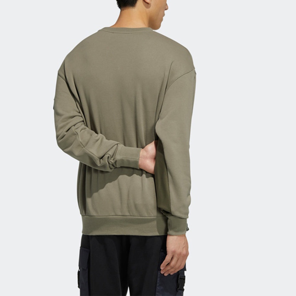 Men's adidas originals Adv Crewneck Multiple Pockets Pullover Sports Round Neck Olive HC0367 - 3