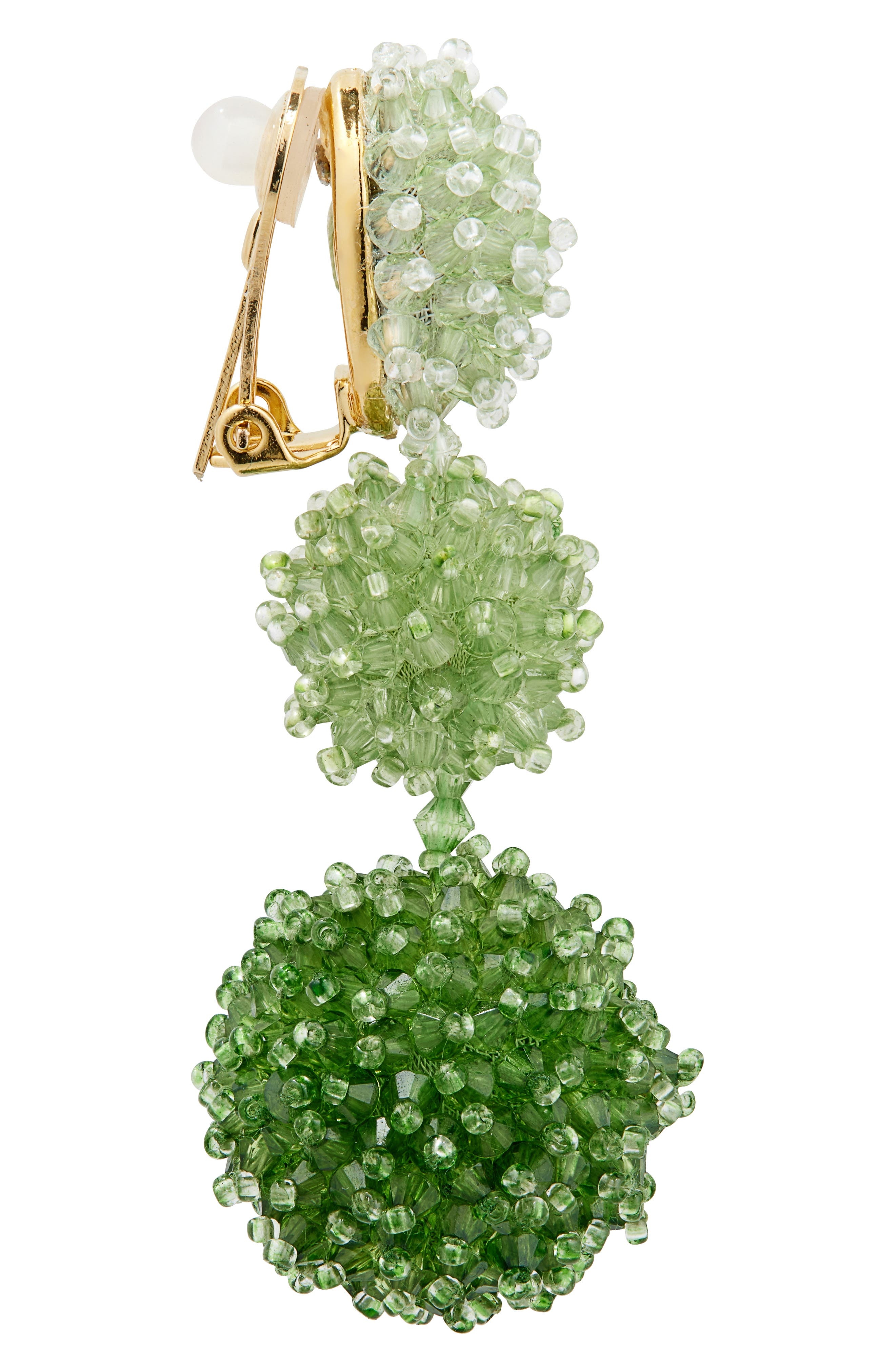 Oscar de la Renta Triple Pompom Beaded Drop Earrings in Green Multi at Nordstrom - 5