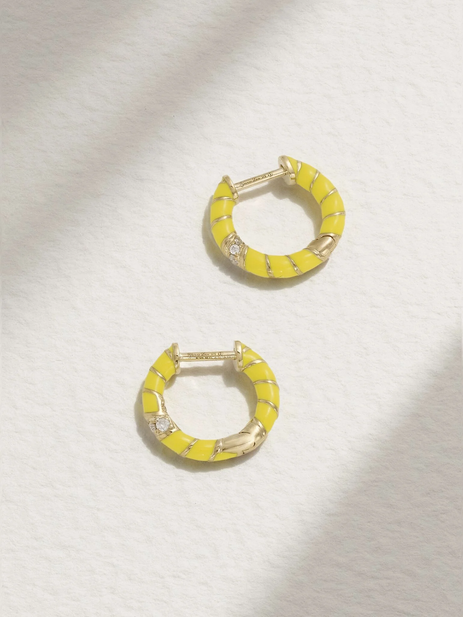 9-karat gold, enamel and diamond hoop earrings Gold - 1