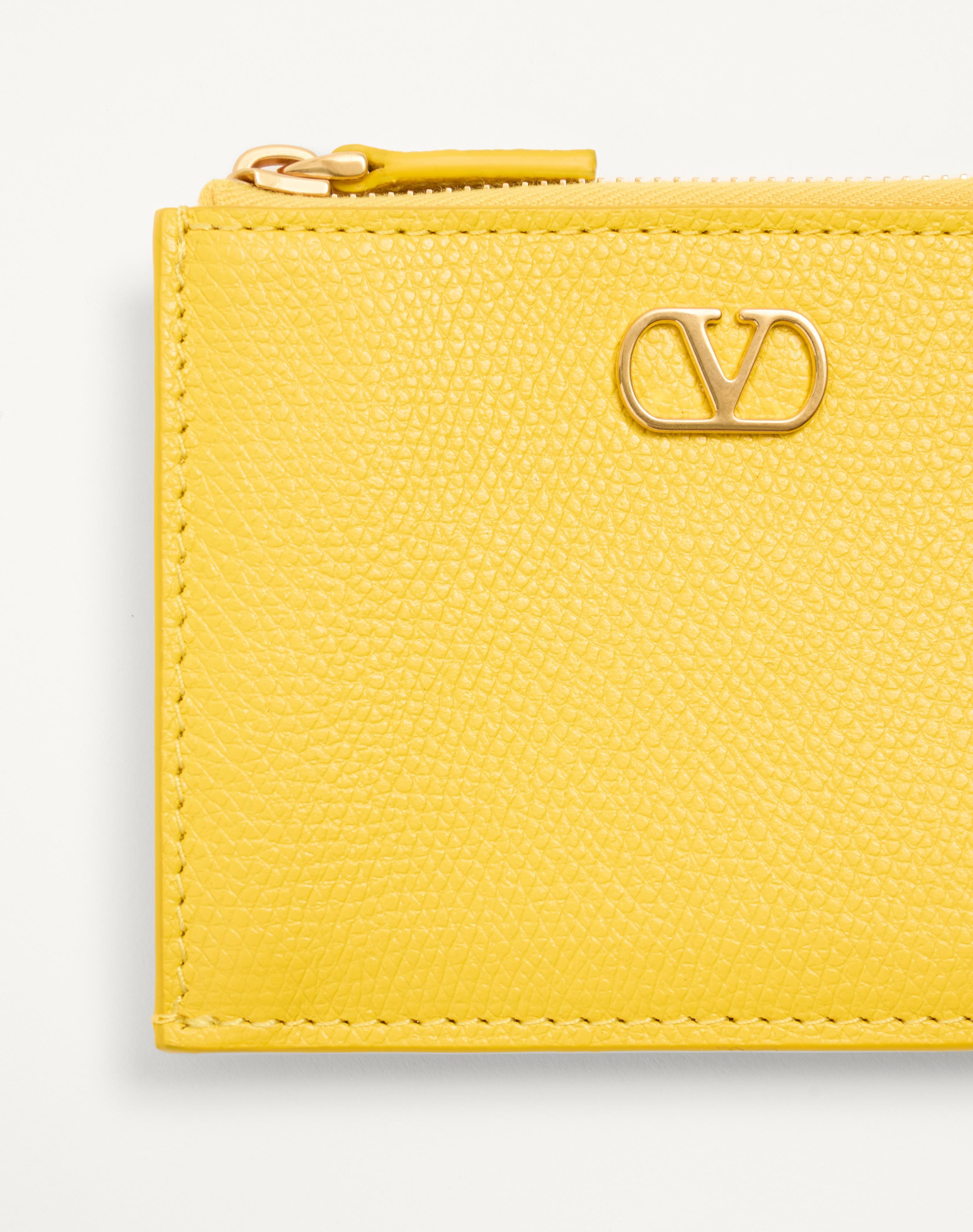 VLOGO SIGNATURE GRAINY CALFSKIN CARD HOLDER - 2