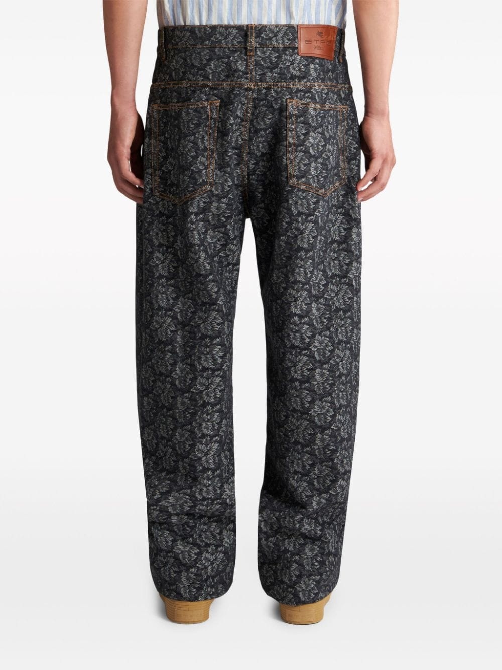 patterned-jacquard straight-leg jeans - 4