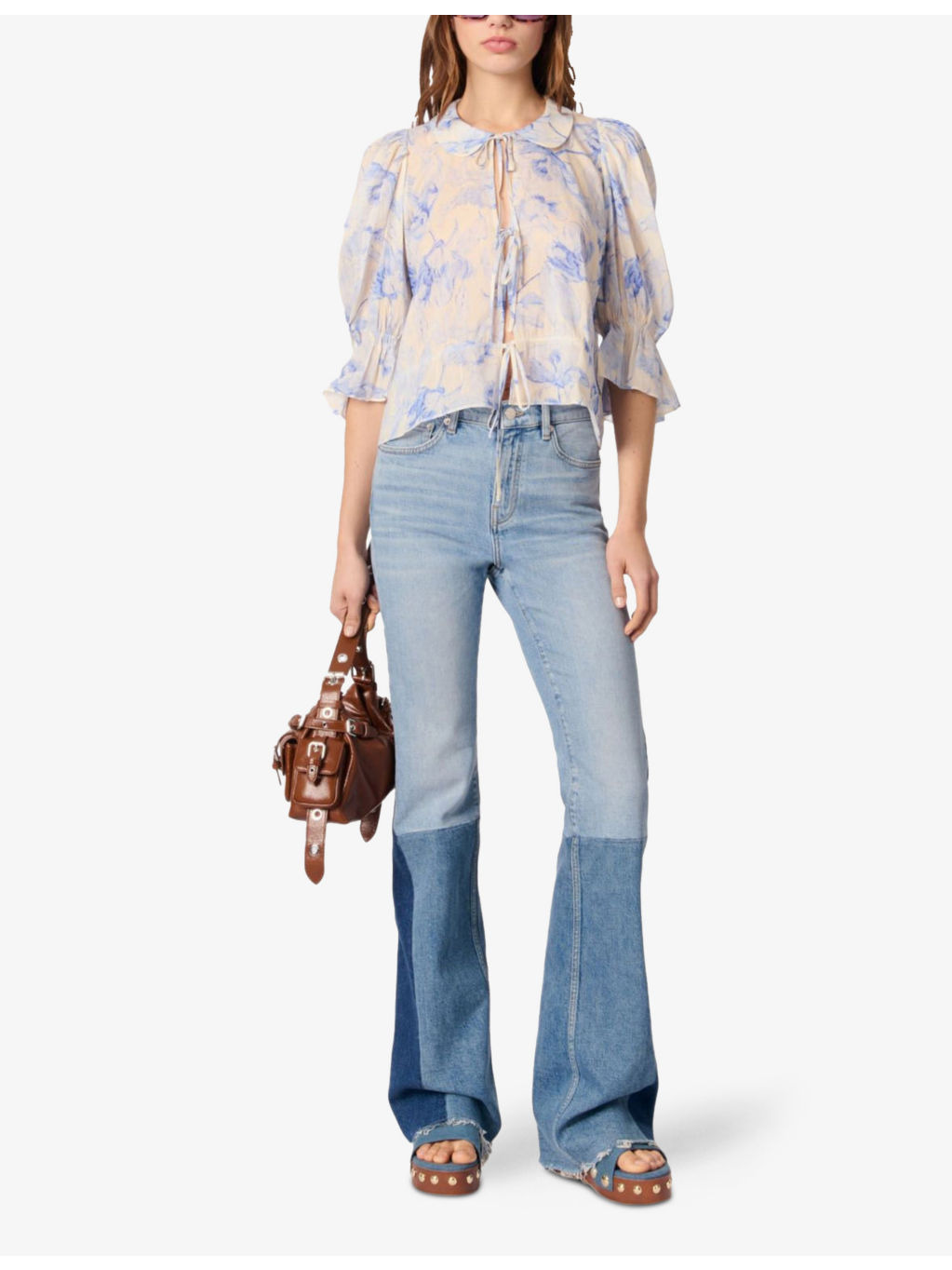 Floral-Print Tie-Up Linen-Blend Blouse - 2
