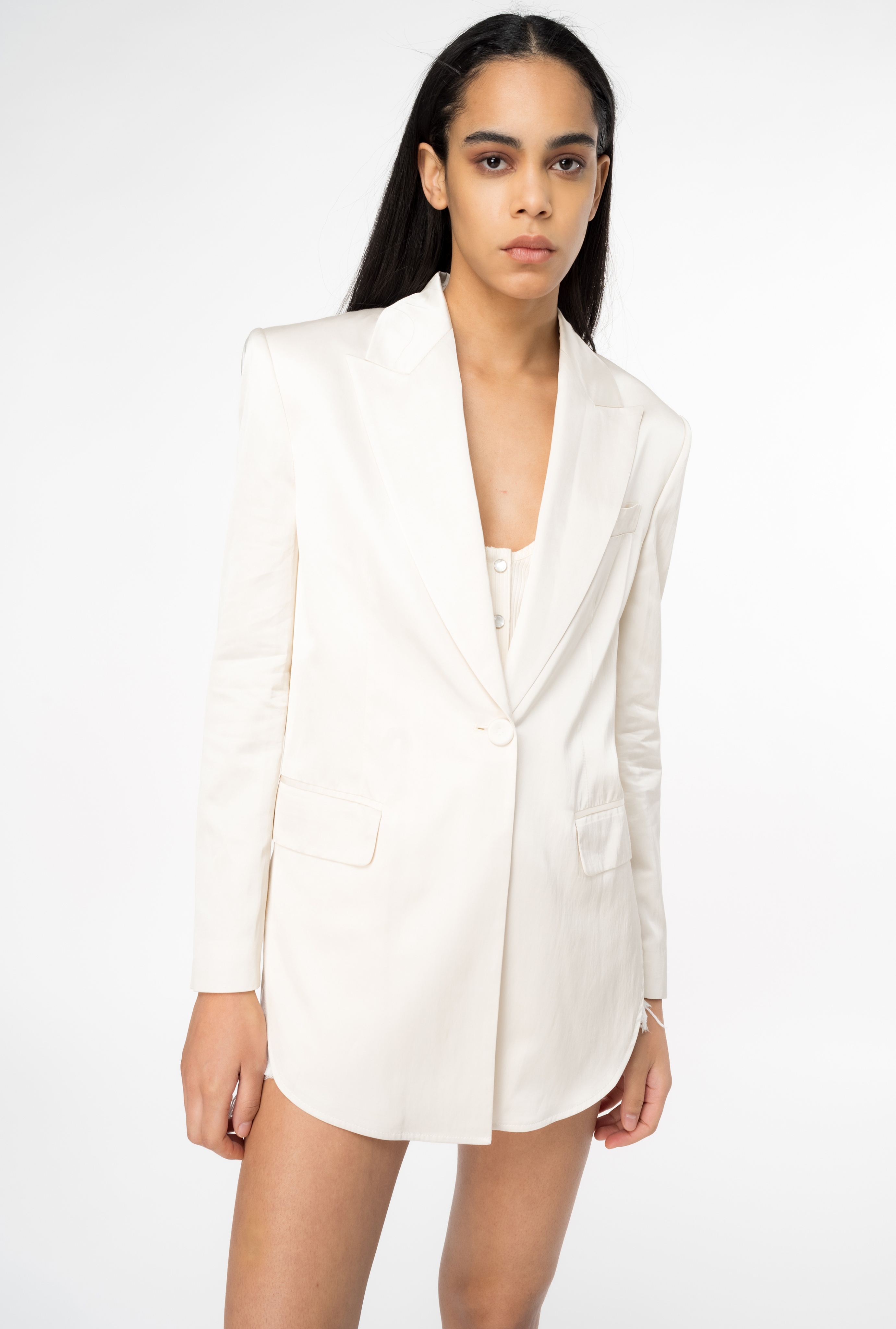 SATIN BLAZER WITH THIN BELT - 2