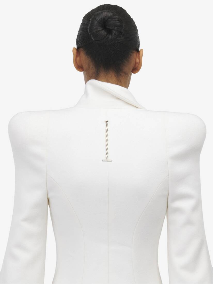 Moulded Shoulder Double-breasted Coat - 5