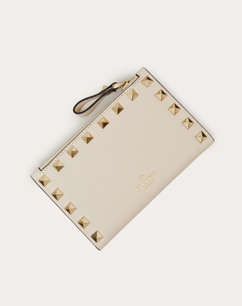 ROCKSTUD GRAINY CALFSKIN CARDHOLDER WITH ZIPPER 3