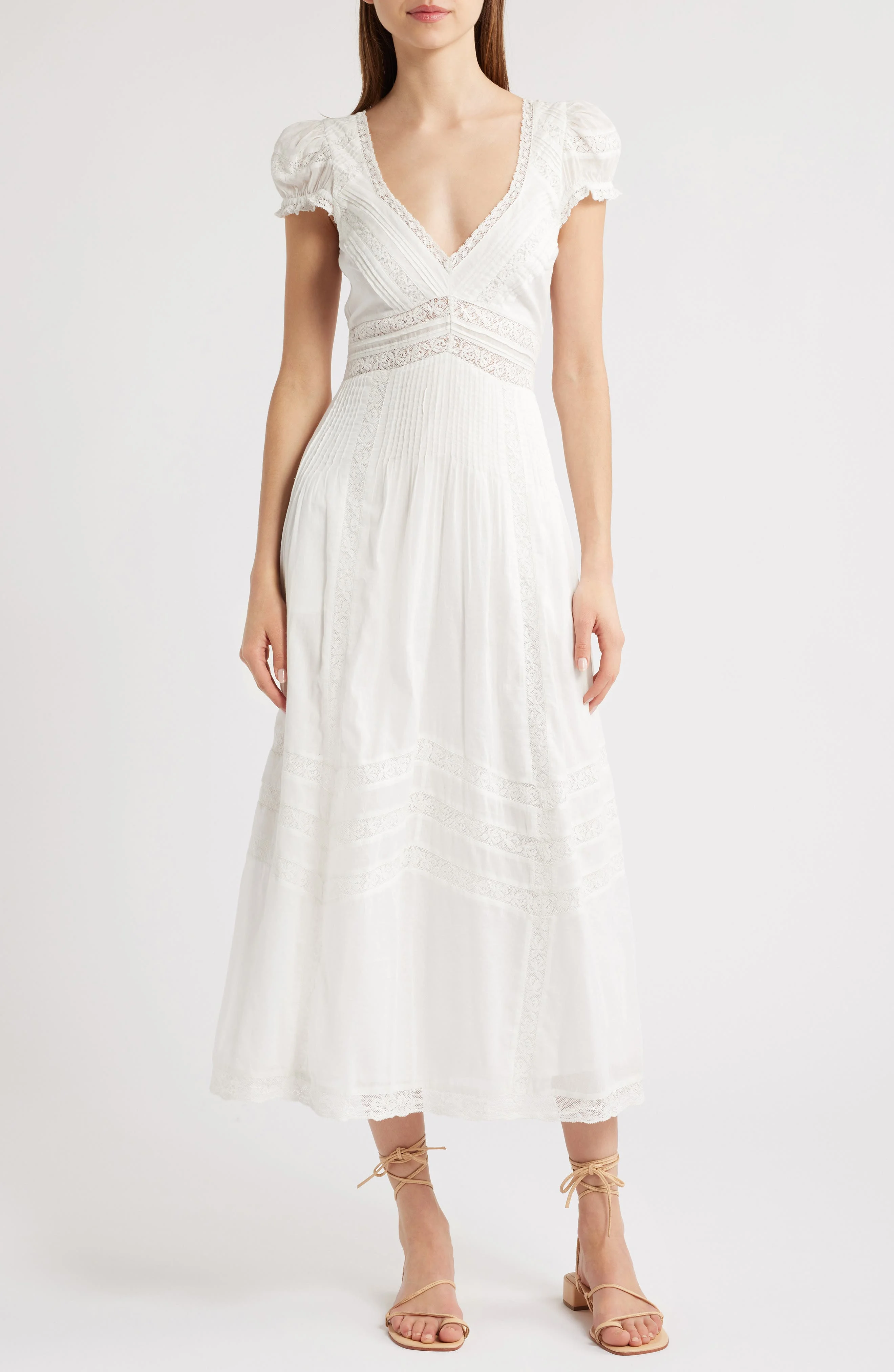 LoveShackFancy Suvi Lace Trim Cocktail Dress in White at Nordstrom - 1