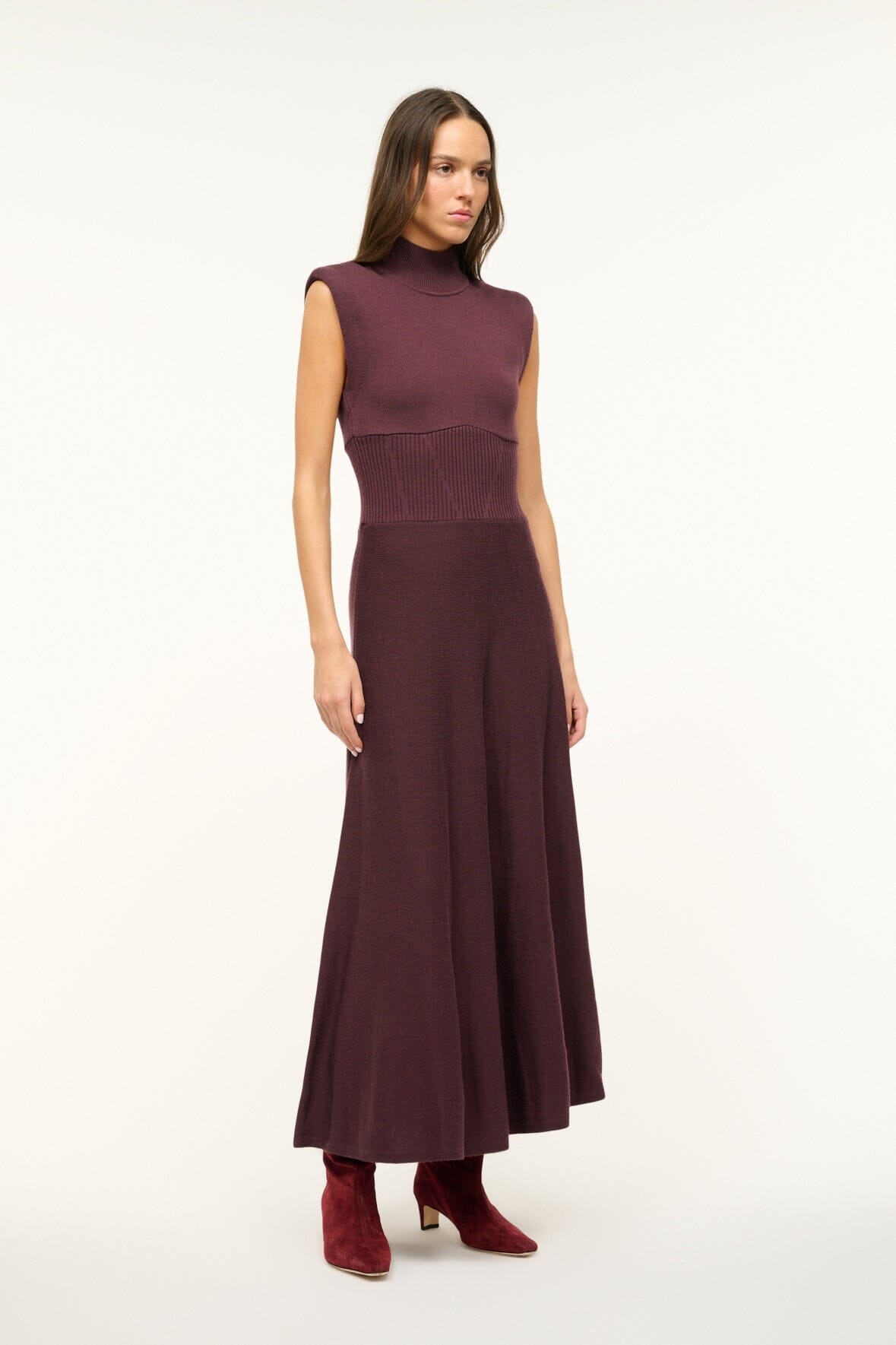 STAUD LAFAYETTE DRESS MERLOT - 5