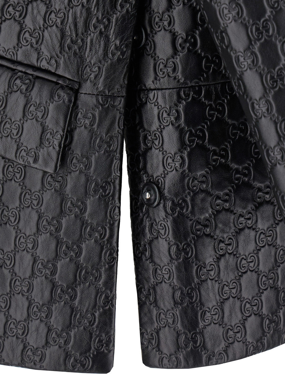 Gucci Women Black Jacket With Embossed All-Over Gg Logo In Leather Woman - 4