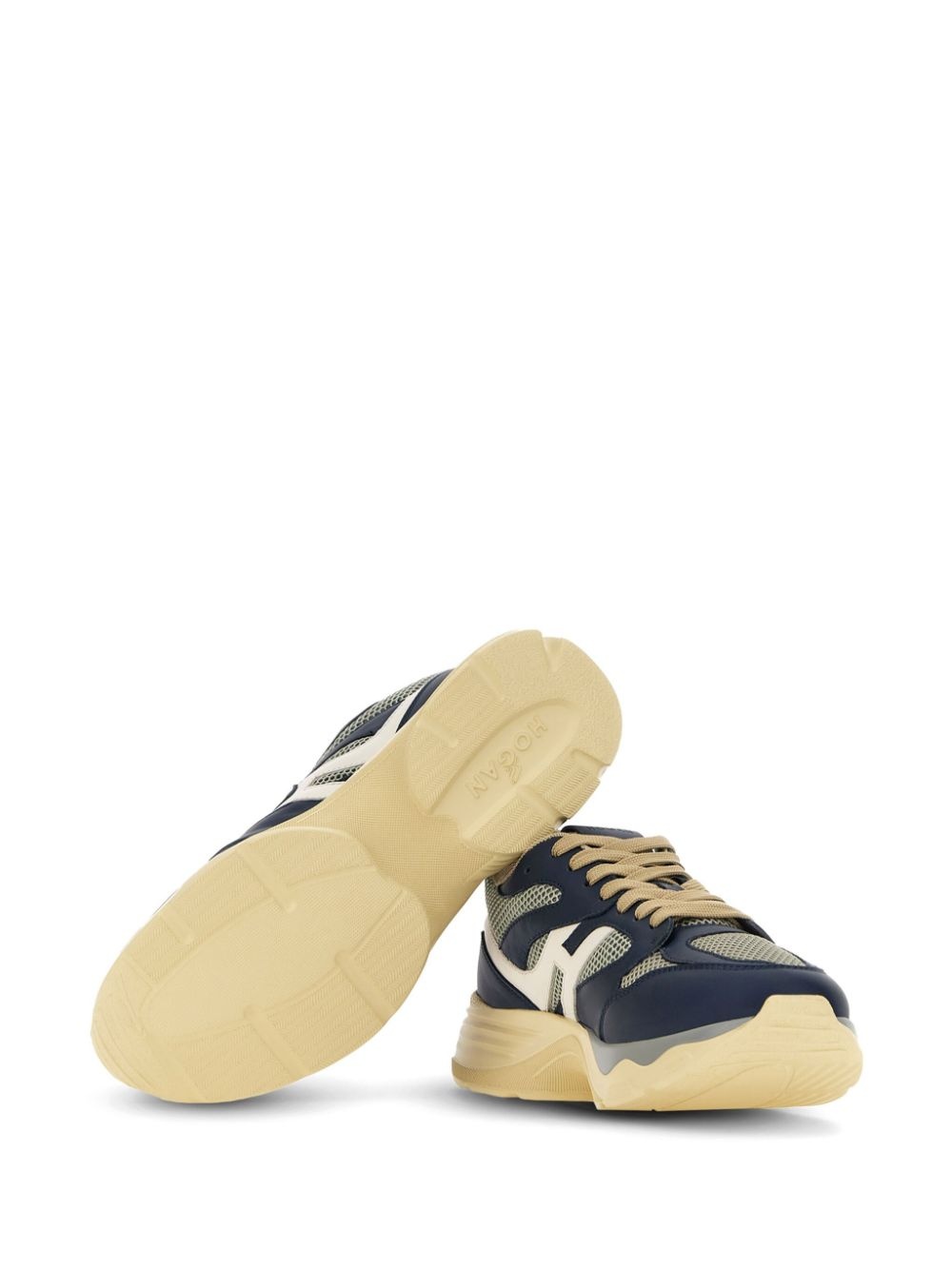 panelled leather sneakers - 4