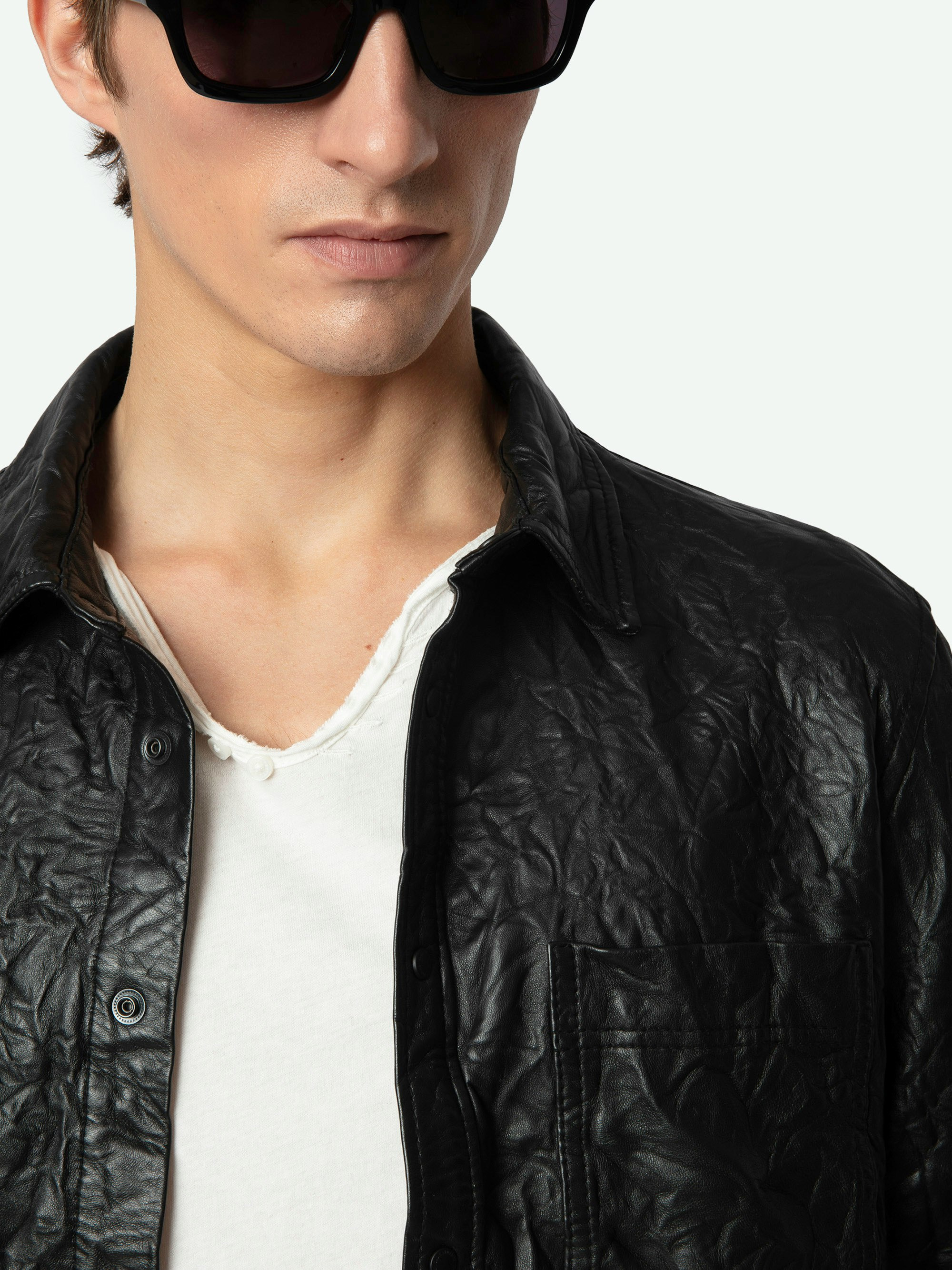 Serge Leather Shirt - 8