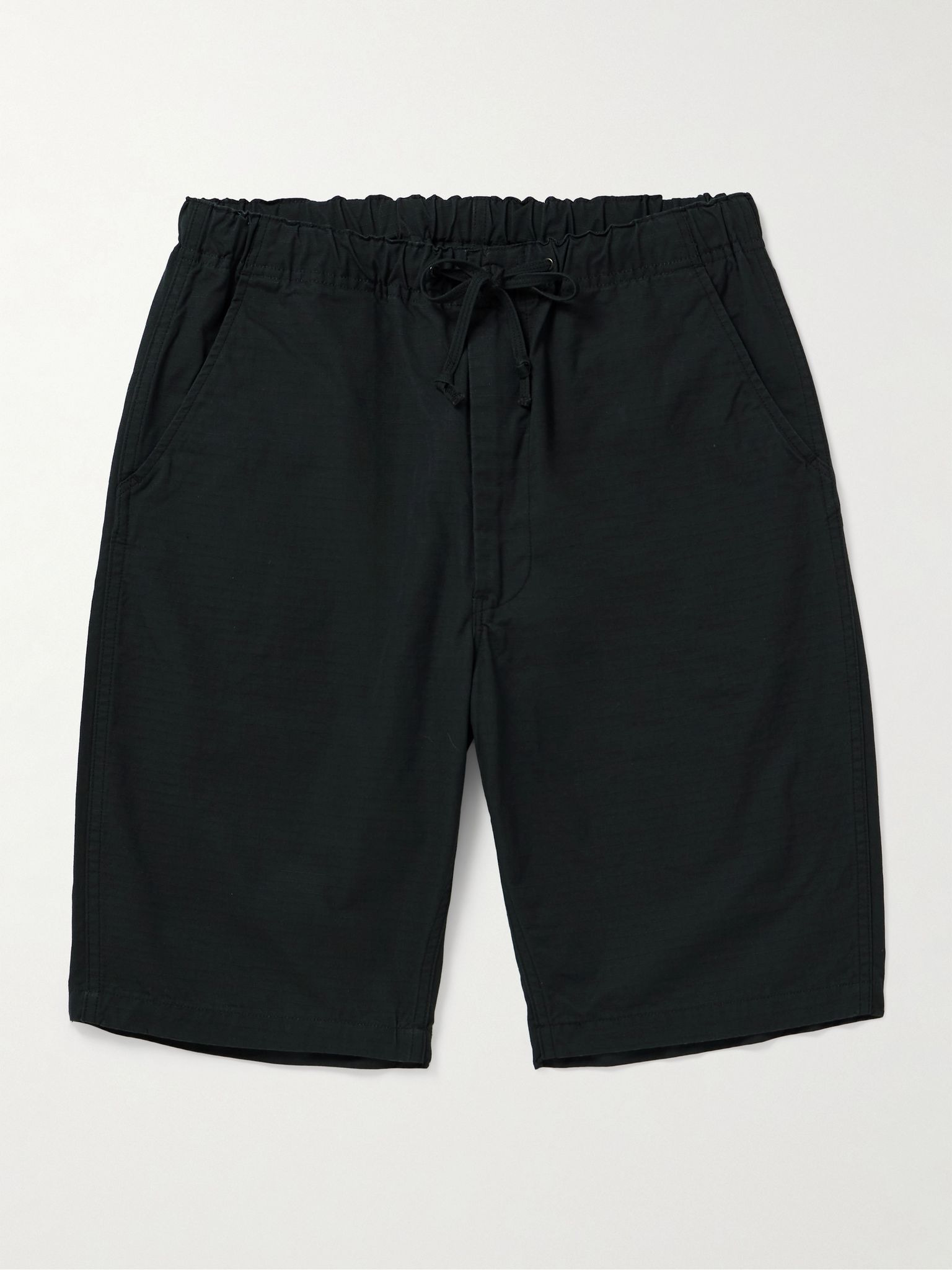 New Yorker Straight-Leg Cotton-Ripstop Drawstring Shorts Black - 1