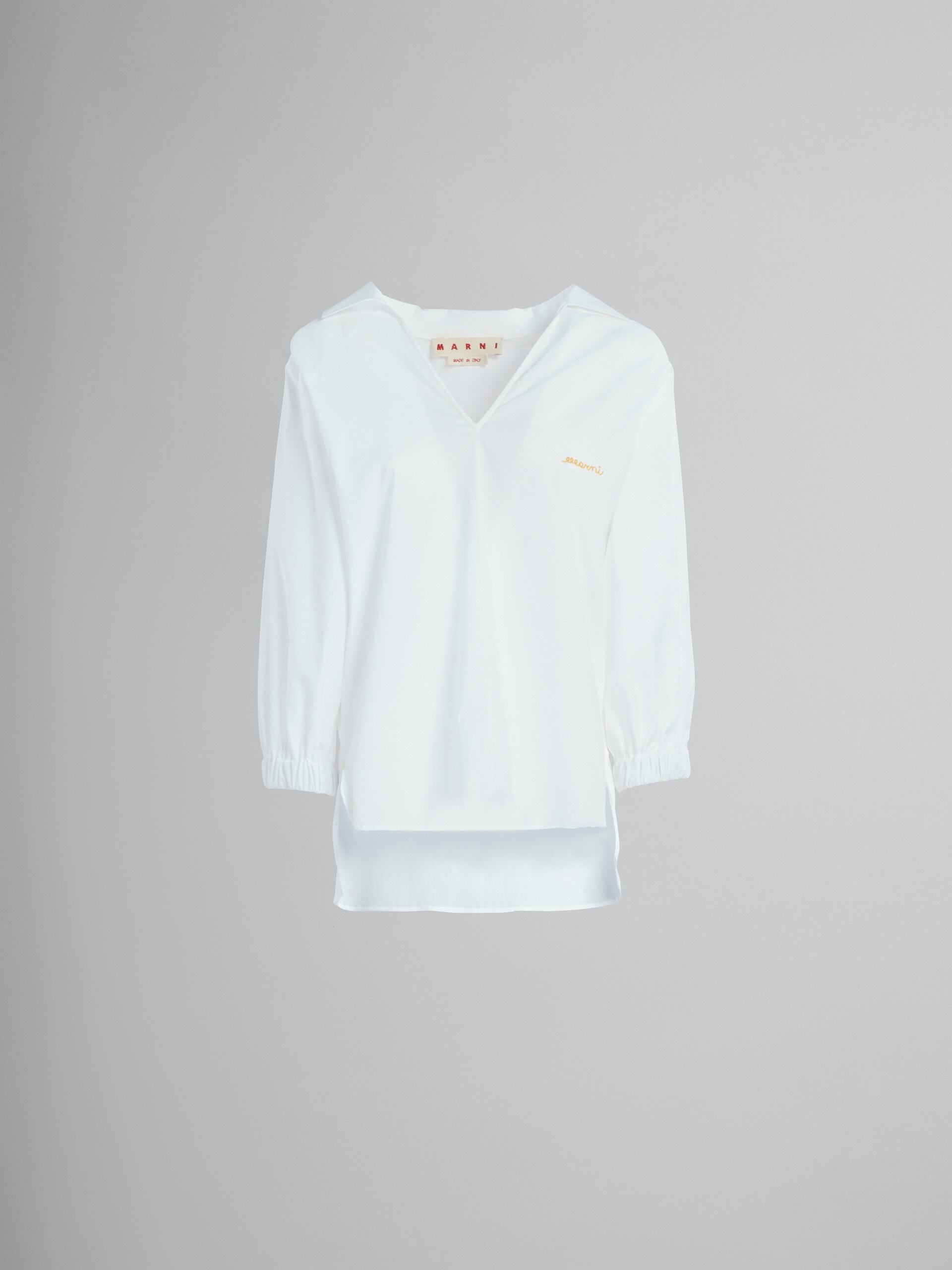 SQUARE-NECK TOP IN WHITE BIO POPLIN - 1