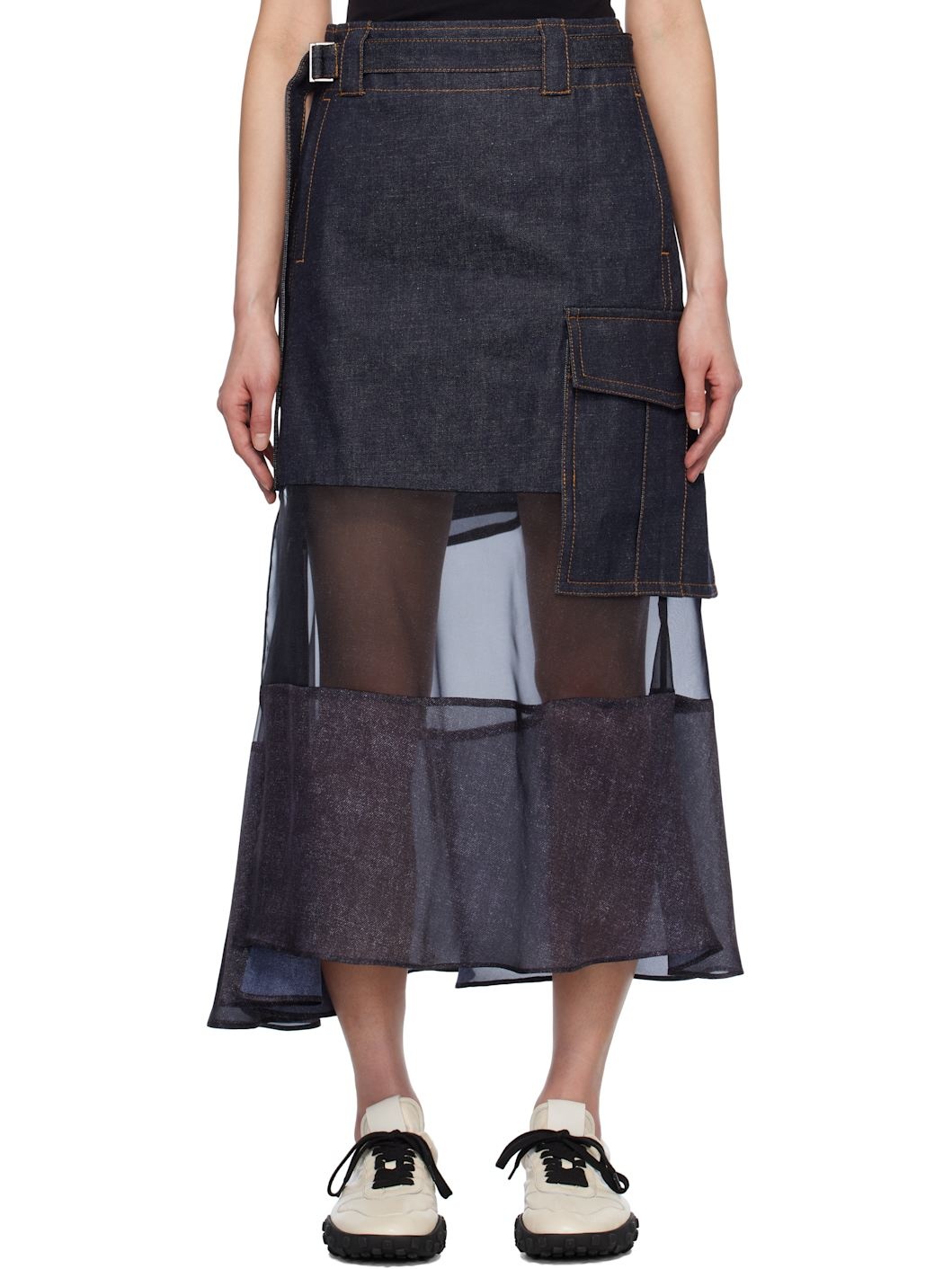 Indigo Mix Denim Maxi Skirt - 1