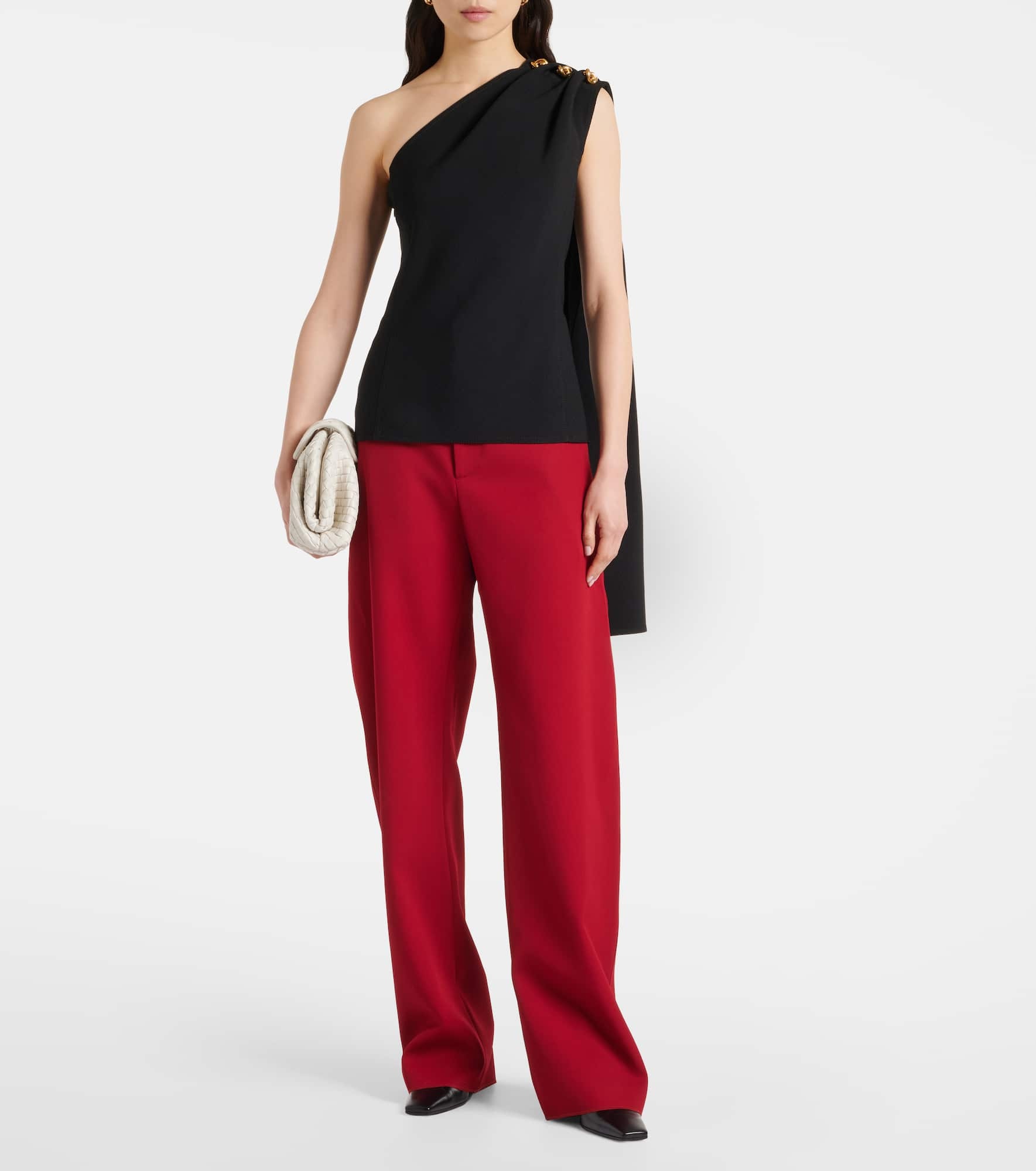 Knot caped draped crêpe top - 2