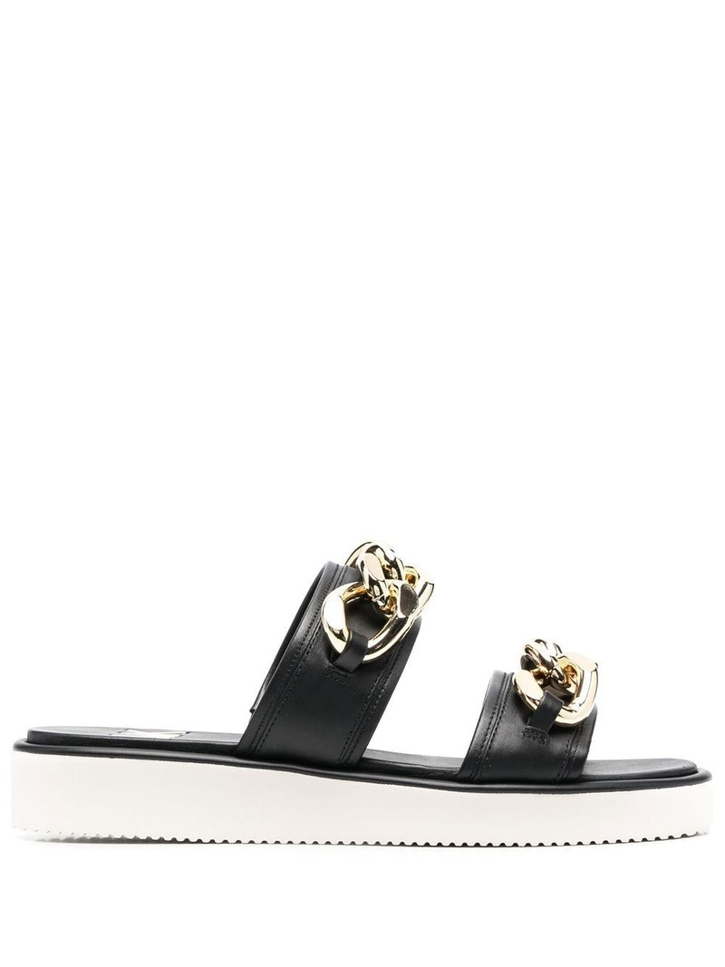 Scarlett 30mm chain-link leather slides 1