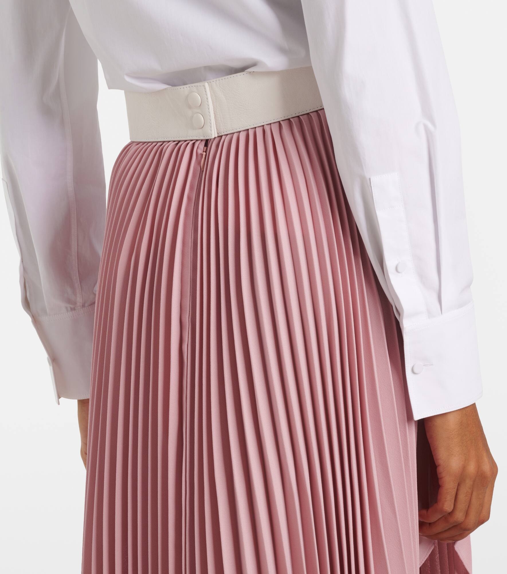Leather-trimmed plissé maxi skirt - 6