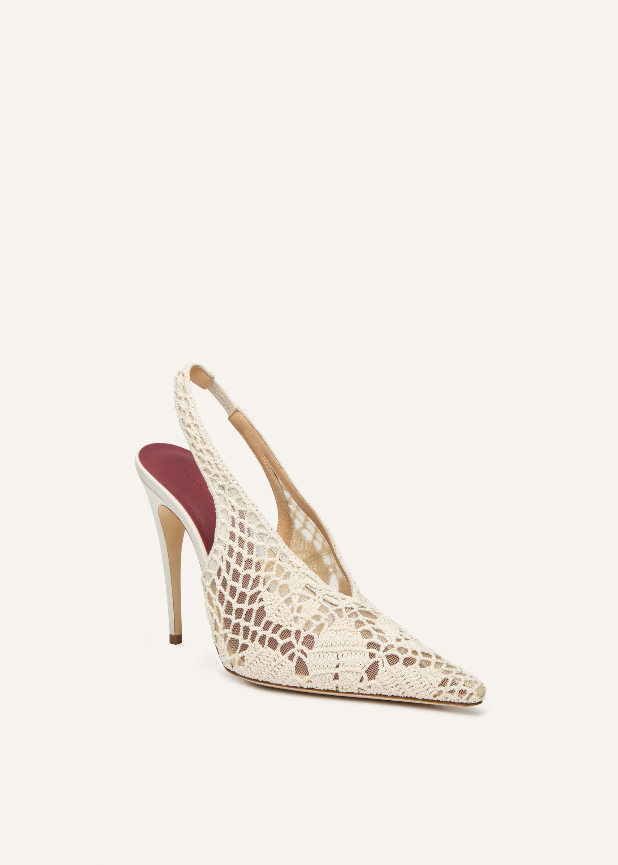 Slingback crochet heels in cream - 2