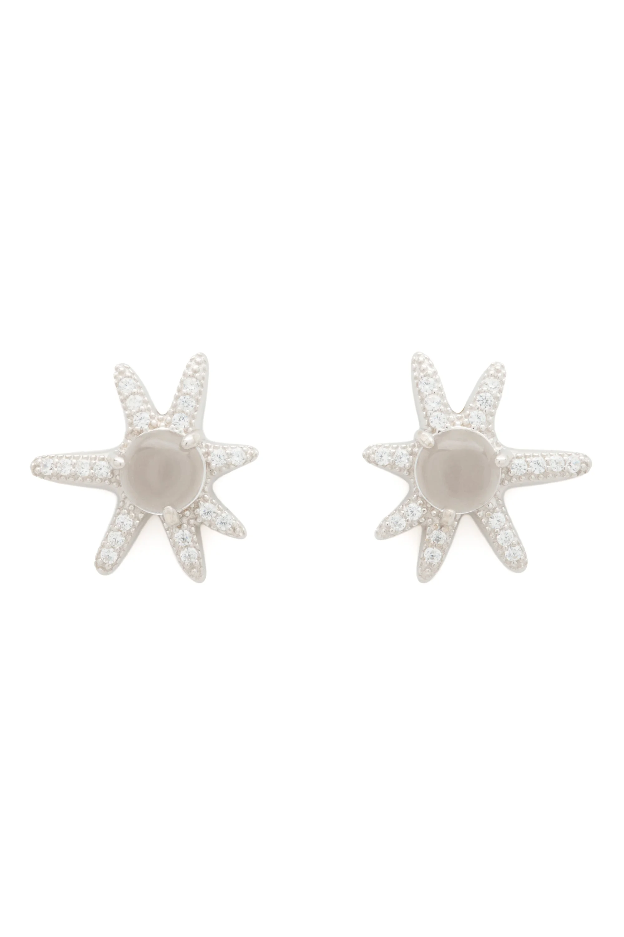 SILVER CLEAR ASTER EARRINGS - 1