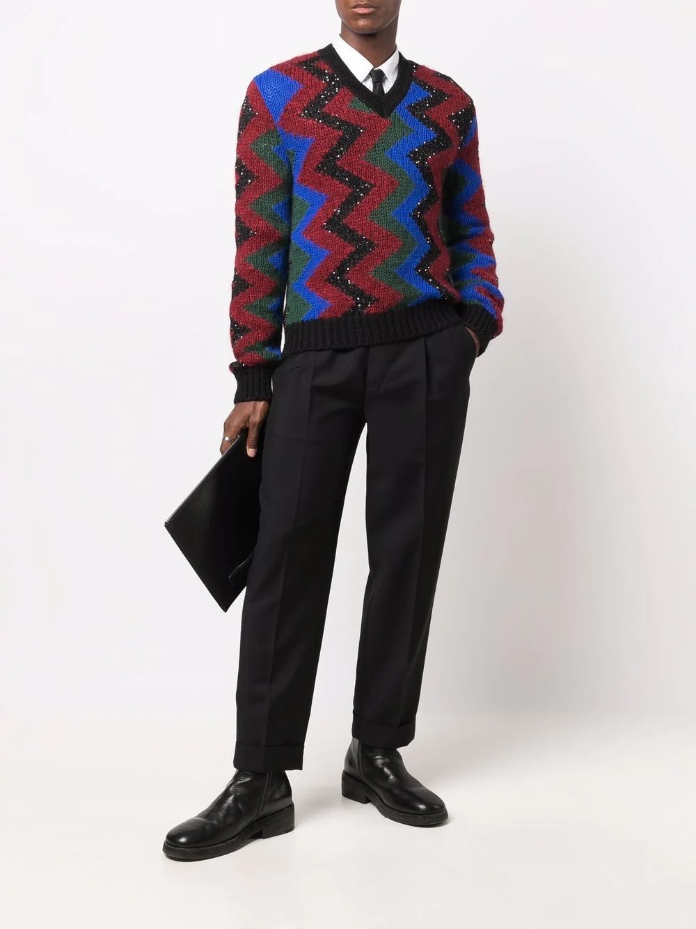 zigzag wool-blend jumper - 2