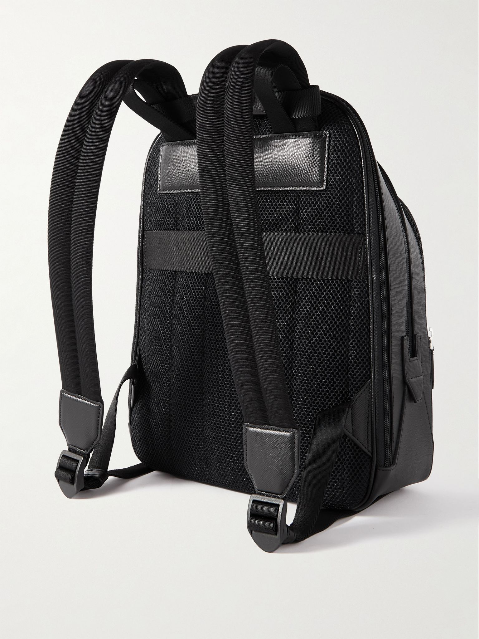 Sartorial Medium Cross-Grain Leather Backpack Black - 3