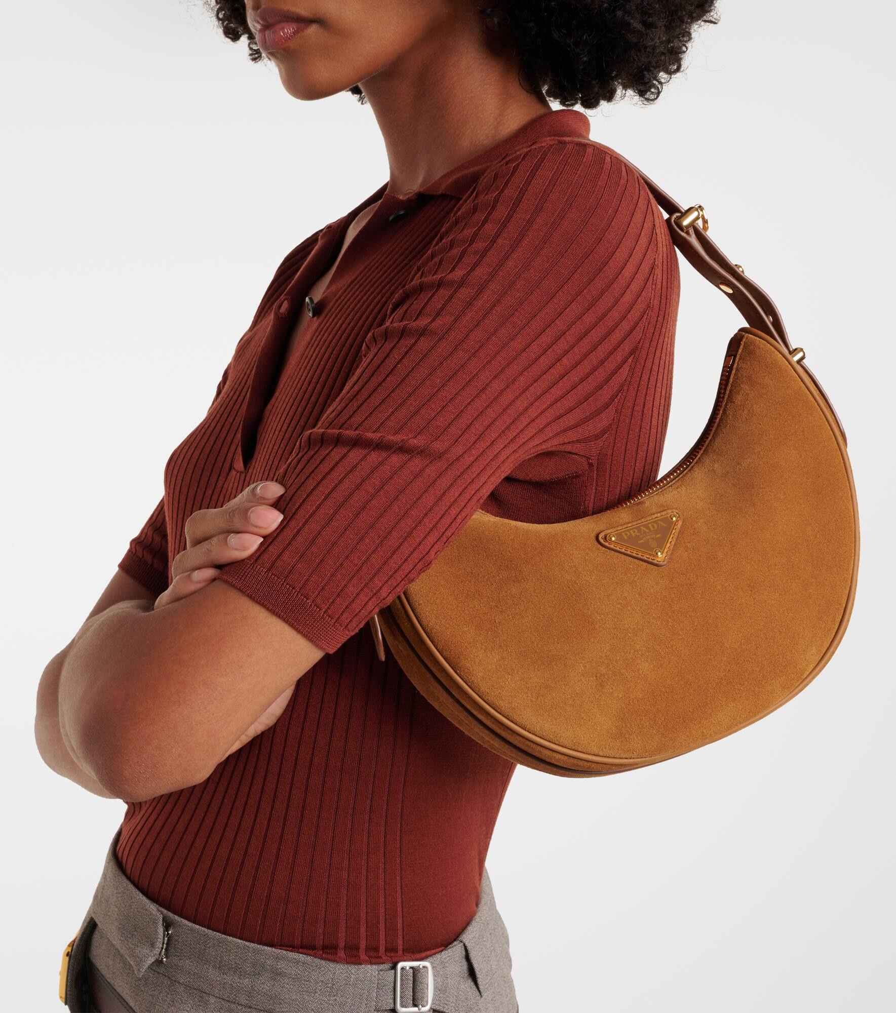 Prada Arqué suede shoulder bag - 2
