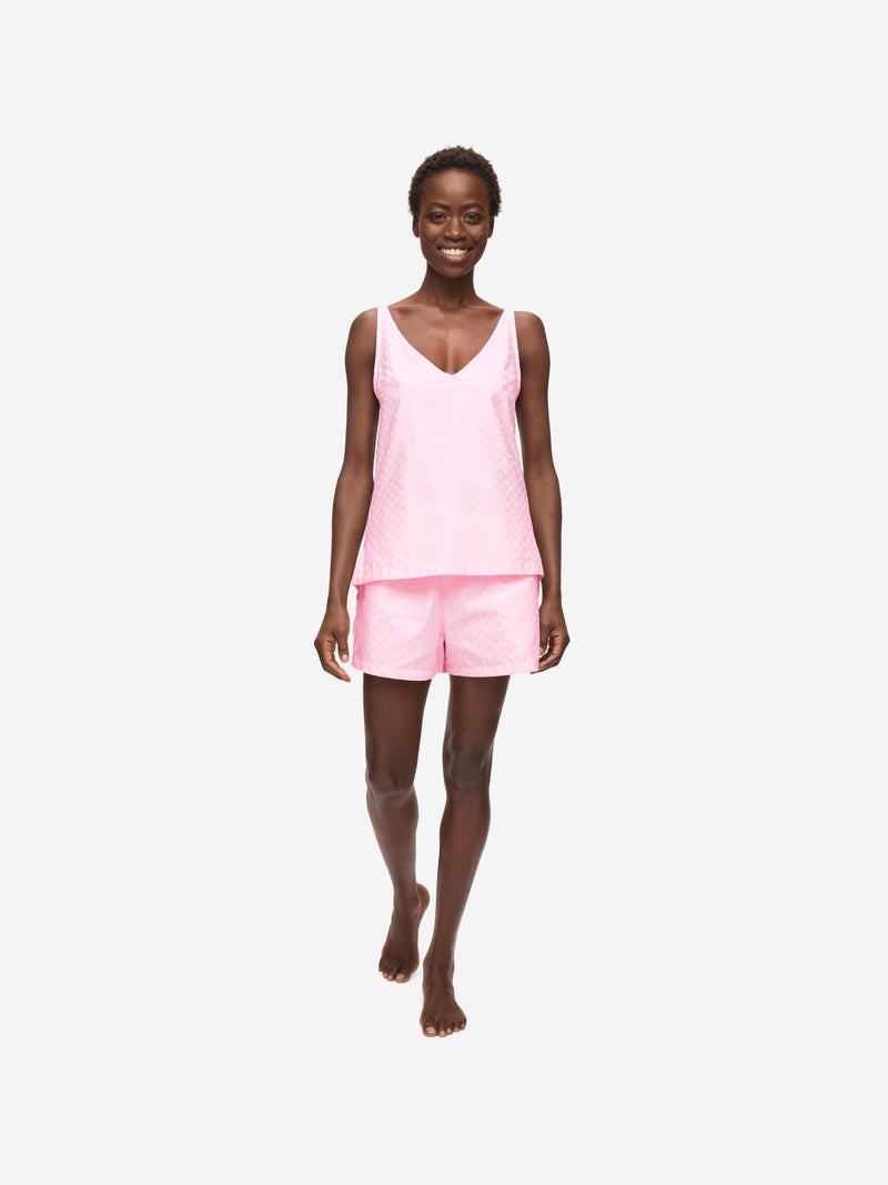 Women's Short Cami Pyjamas Kate 7 Cotton Jacquard Pink - 3