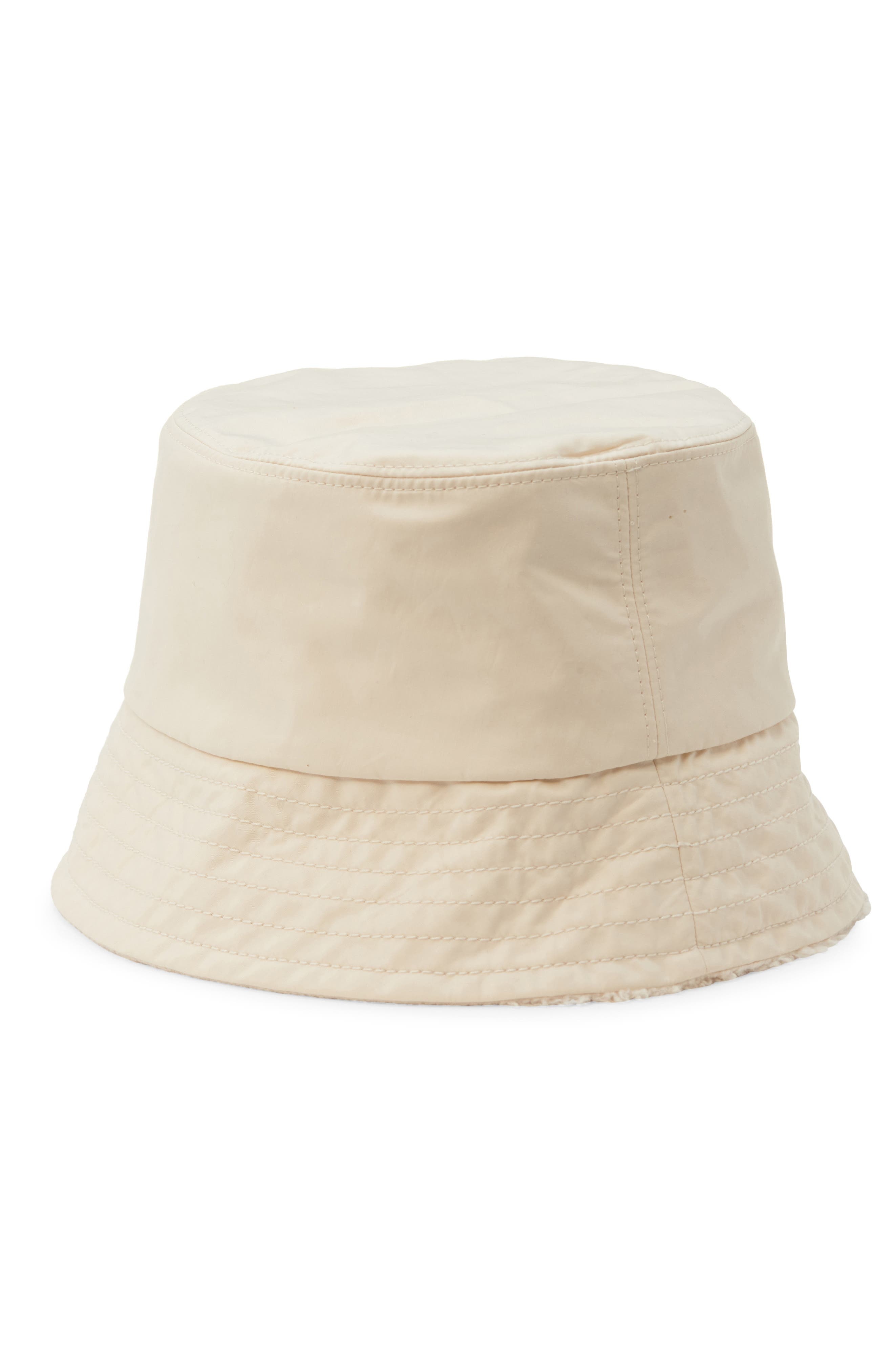 Moncler Reversible Cotton Canvas & Teddy Bucket Hat in White at Nordstrom - 4