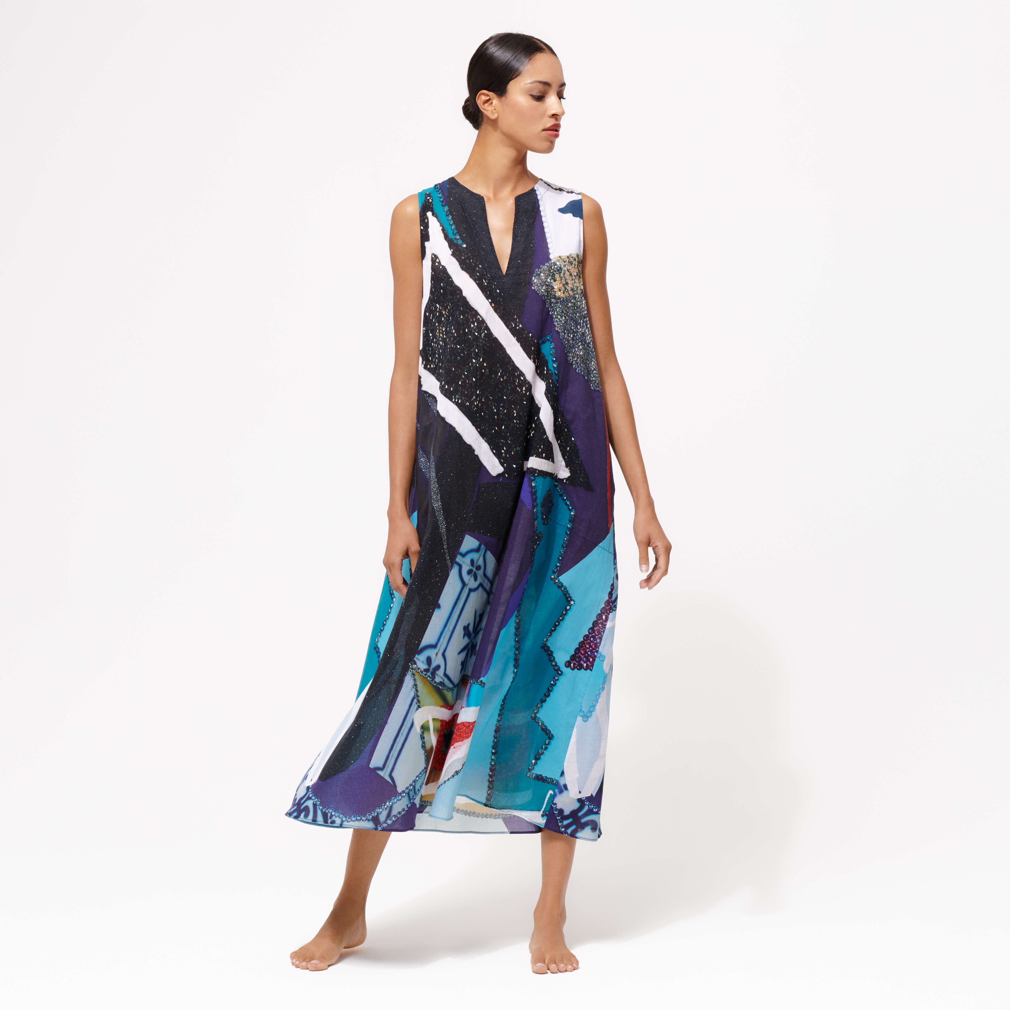 Women Sleeveless Maxi Dress Envoûtement - Vilebrequin x Deux femmes noires - 3