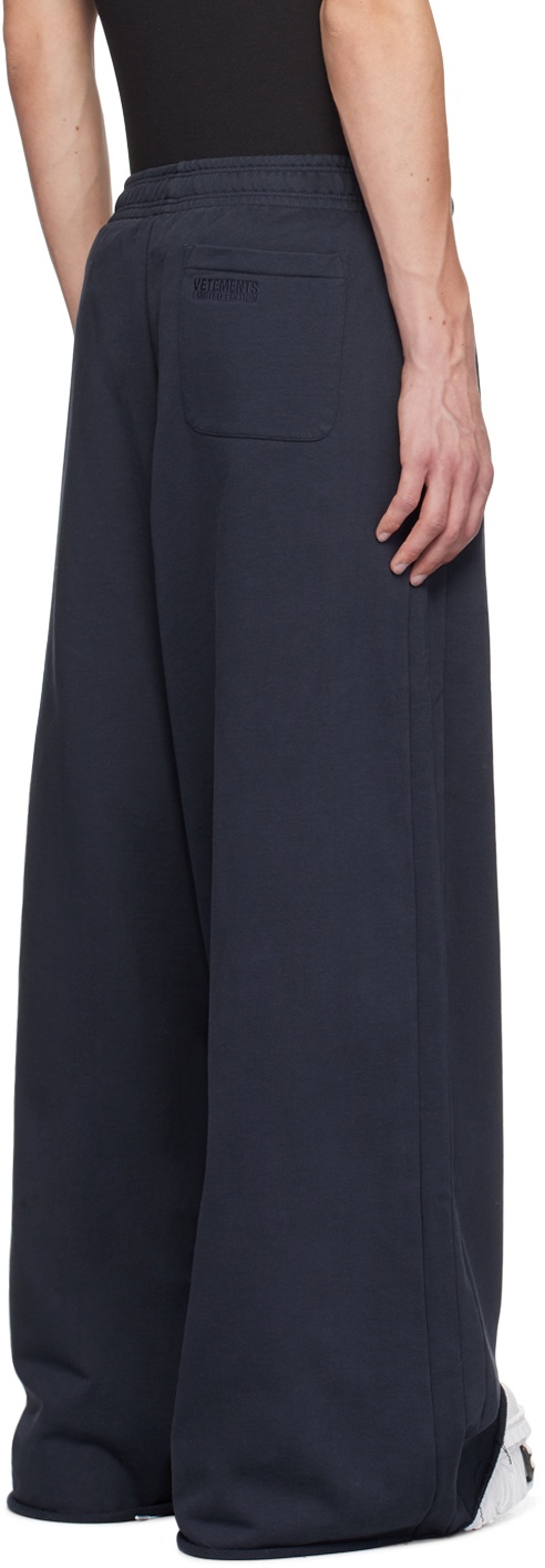 Navy Embroidered-Logo Sweatpants - 3